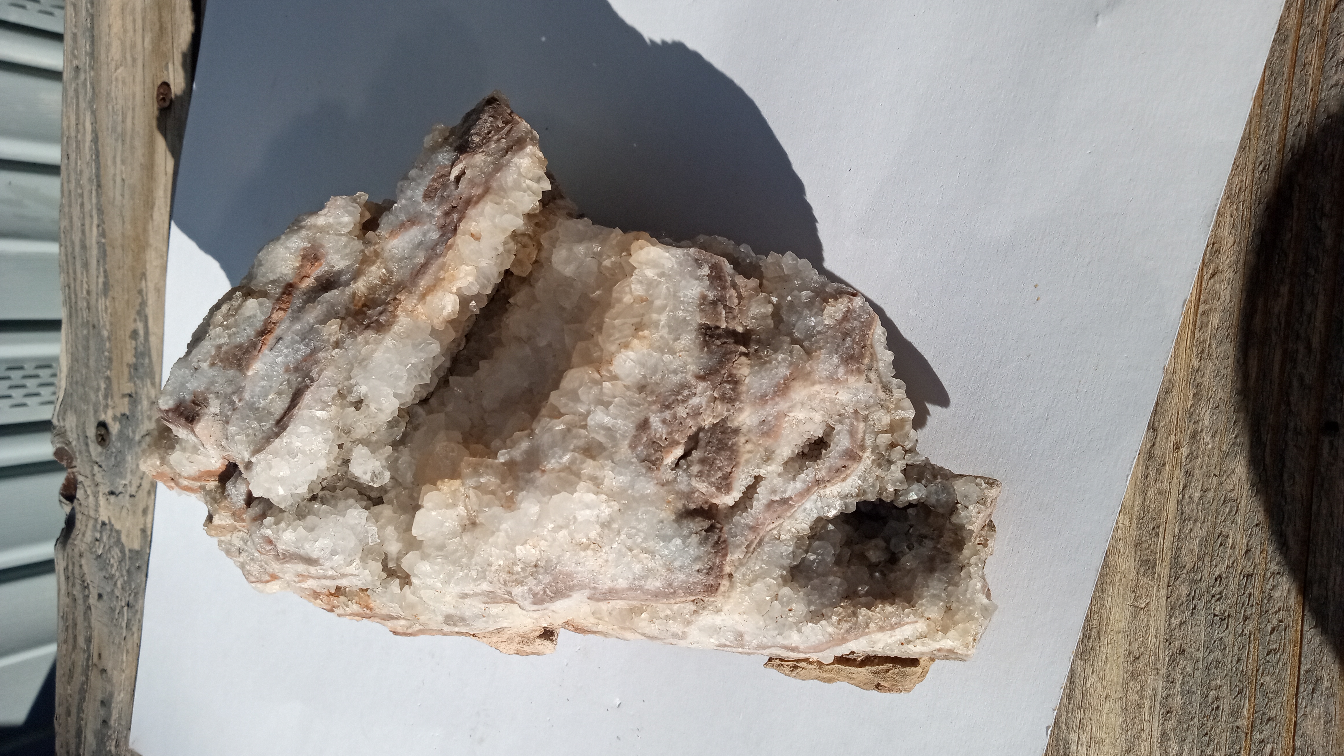 White Calcite wi/ Peach on Limestone - Very Nice Find - Large - New Mexico