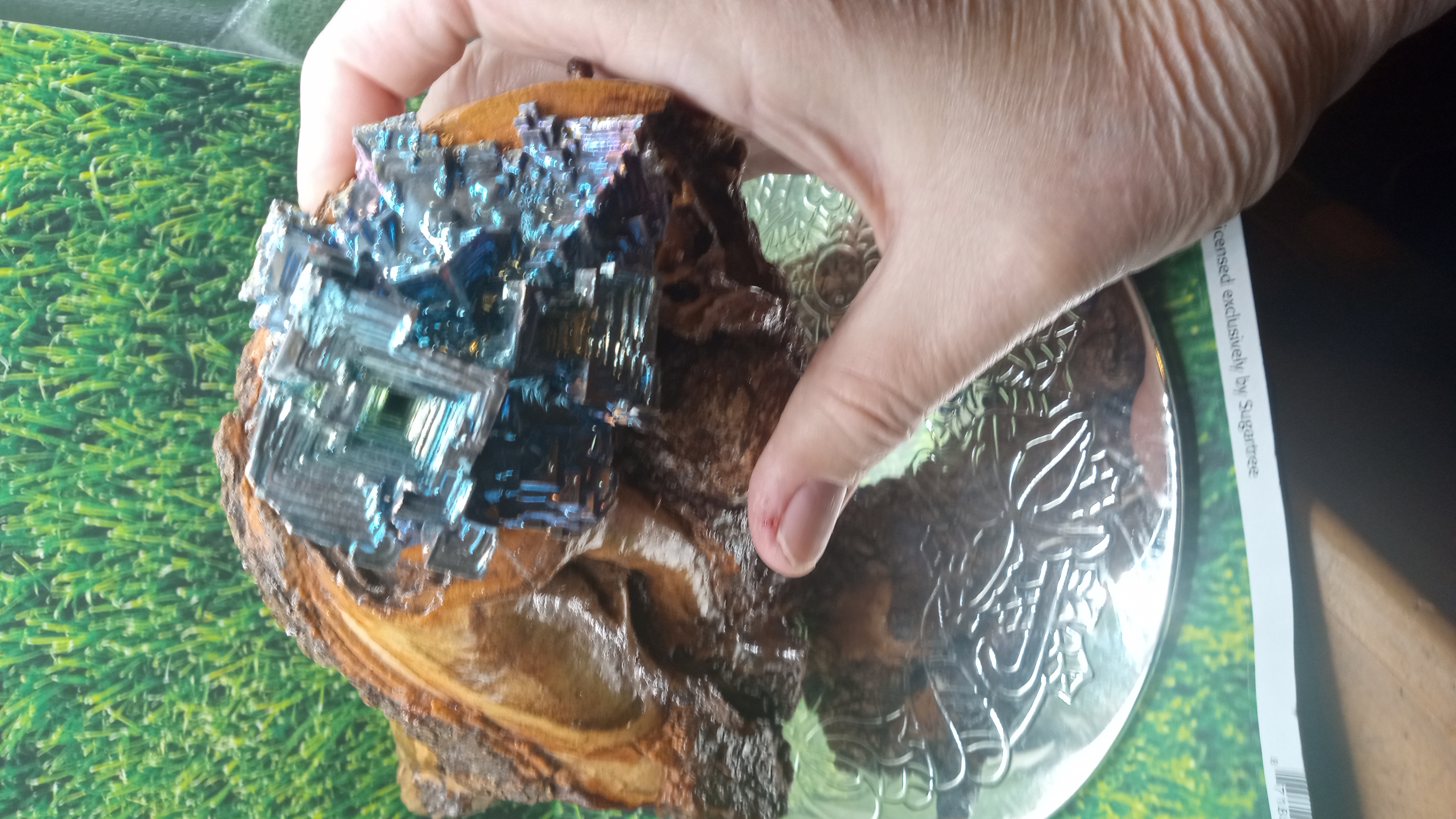Bismuth Crystal Mineral Beautiful ~ Natures Stand  = Handmade ~