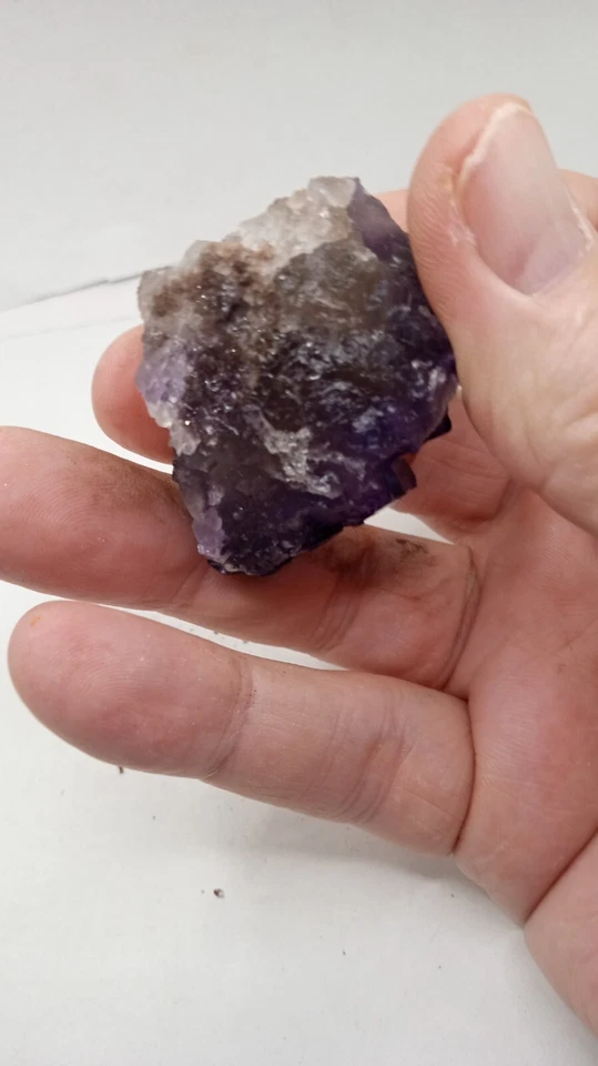 Purple Phantom “black” fluorite with quartz on matrix 