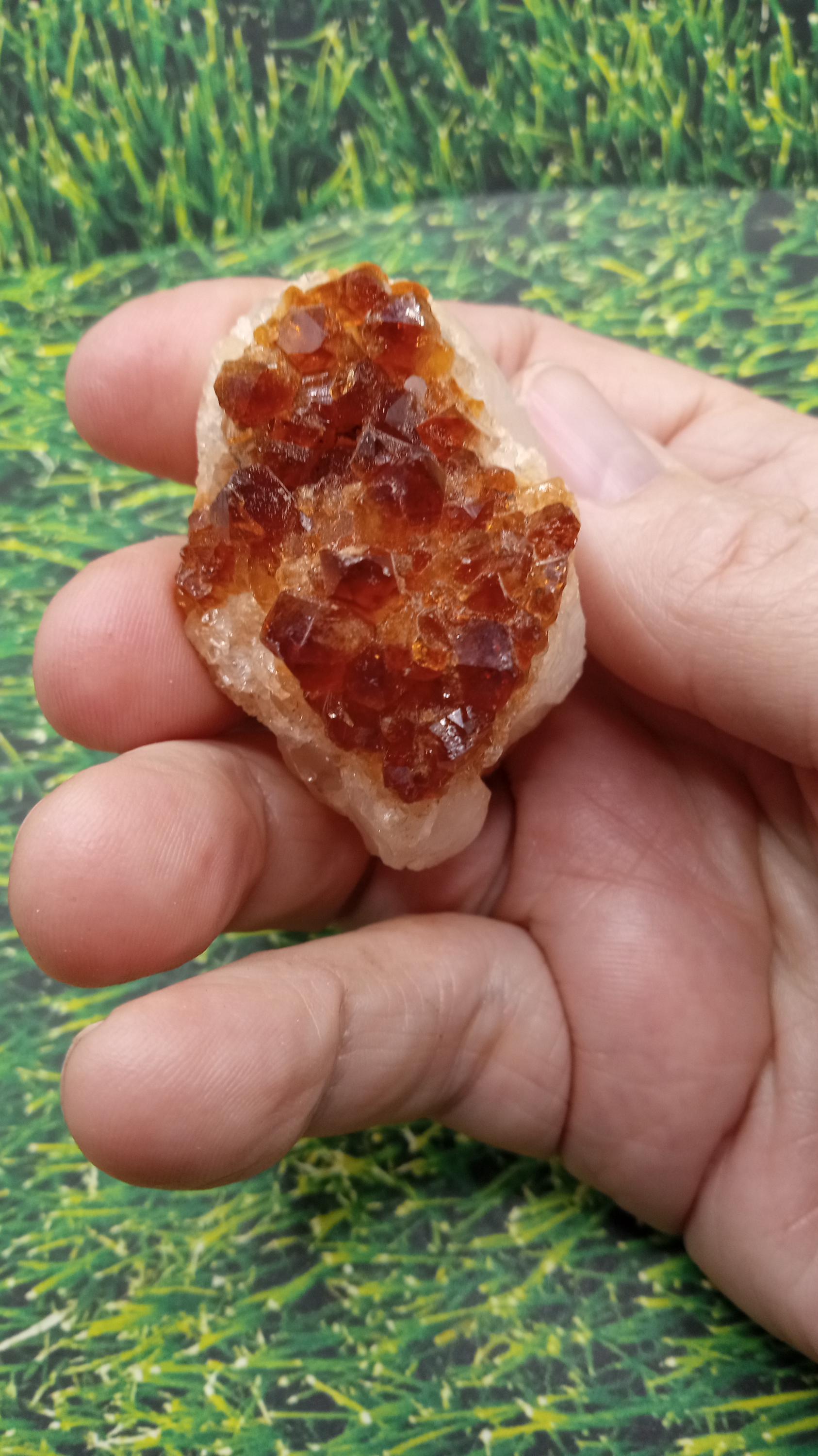 Citrine Radiant on White Quartz Mineral Specimen -