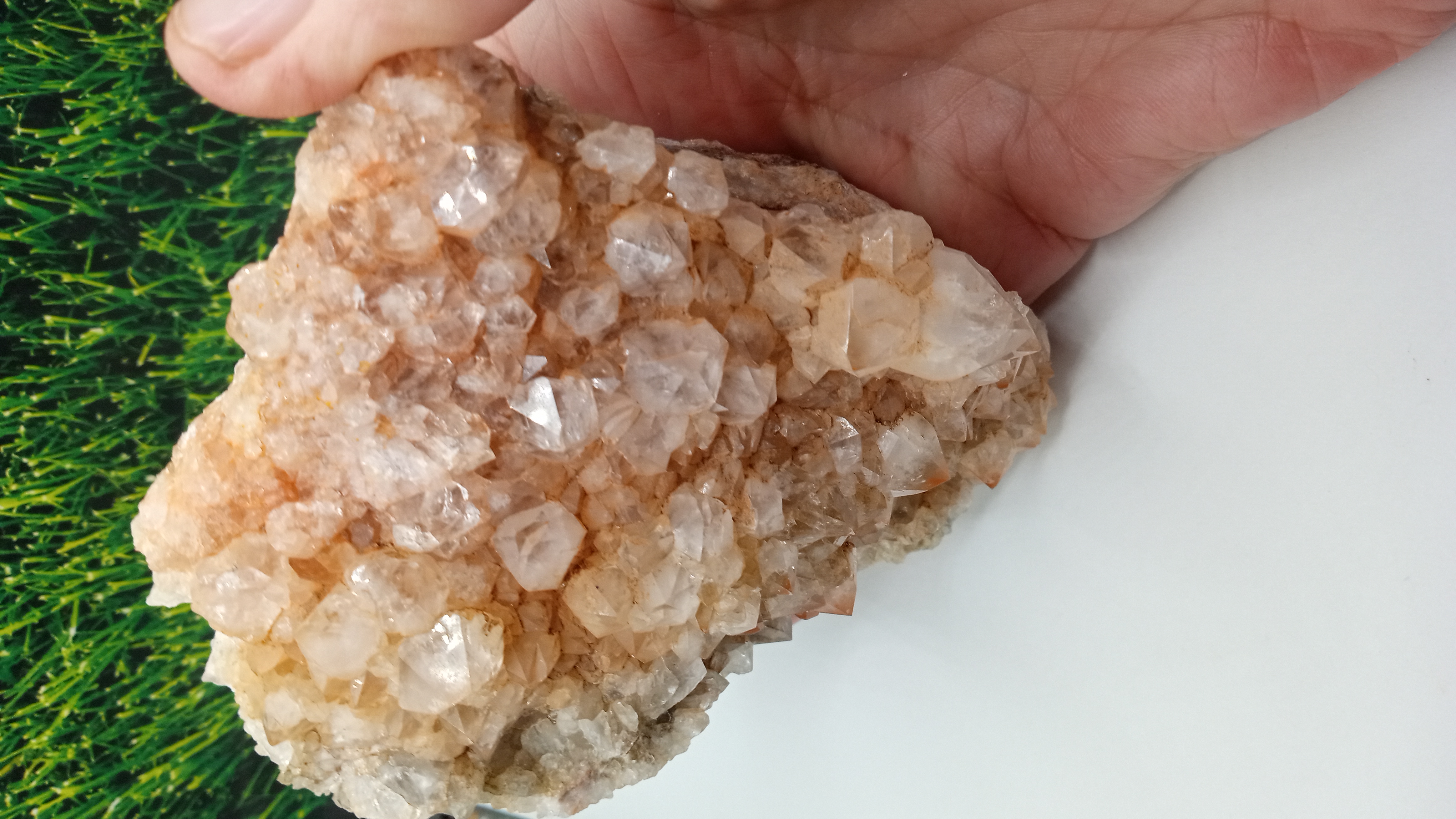 Orange Ferruginous Quartz with Pryamid Points & Quartzite