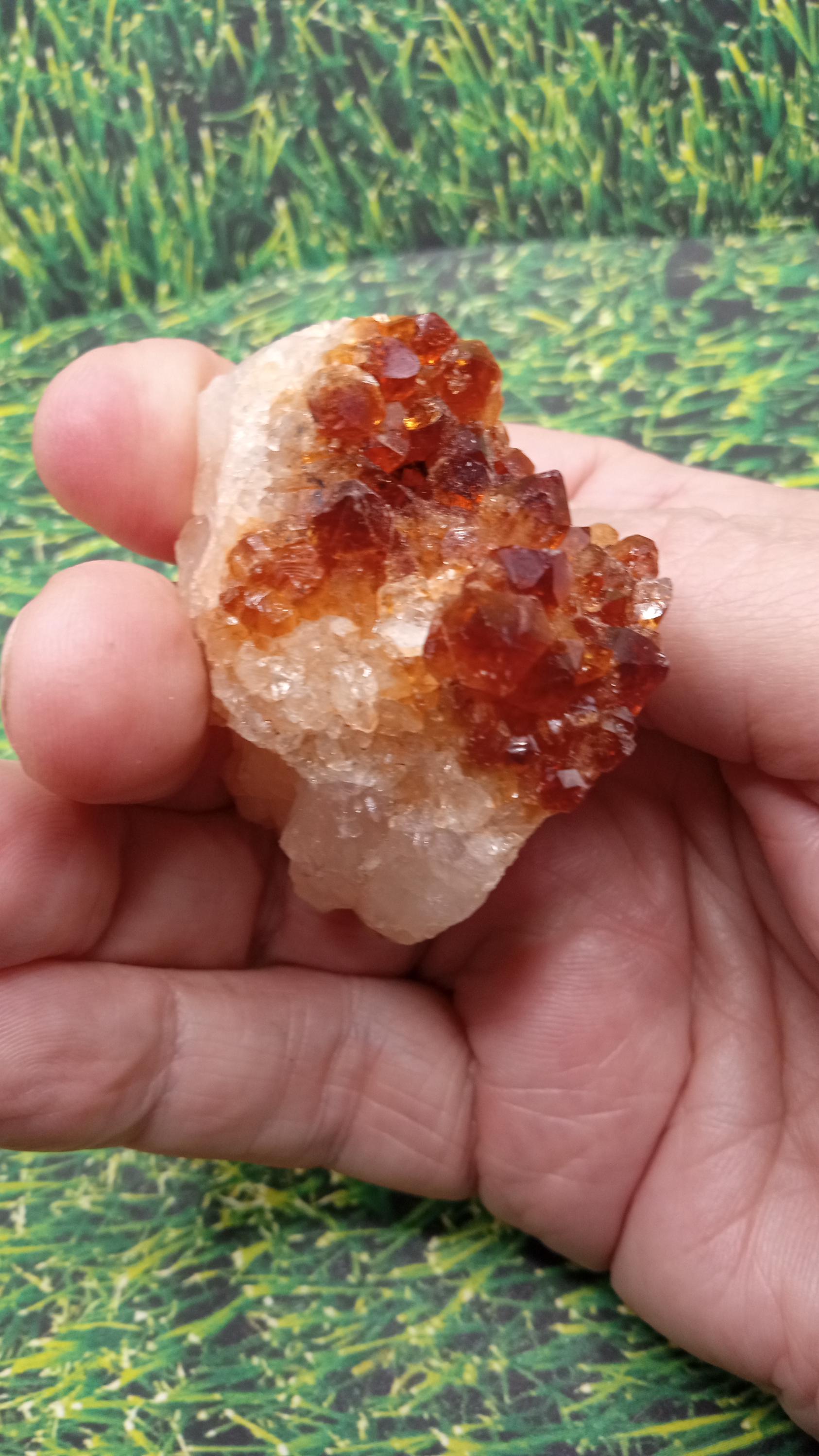 Citrine Radiant on White Quartz Mineral Specimen -