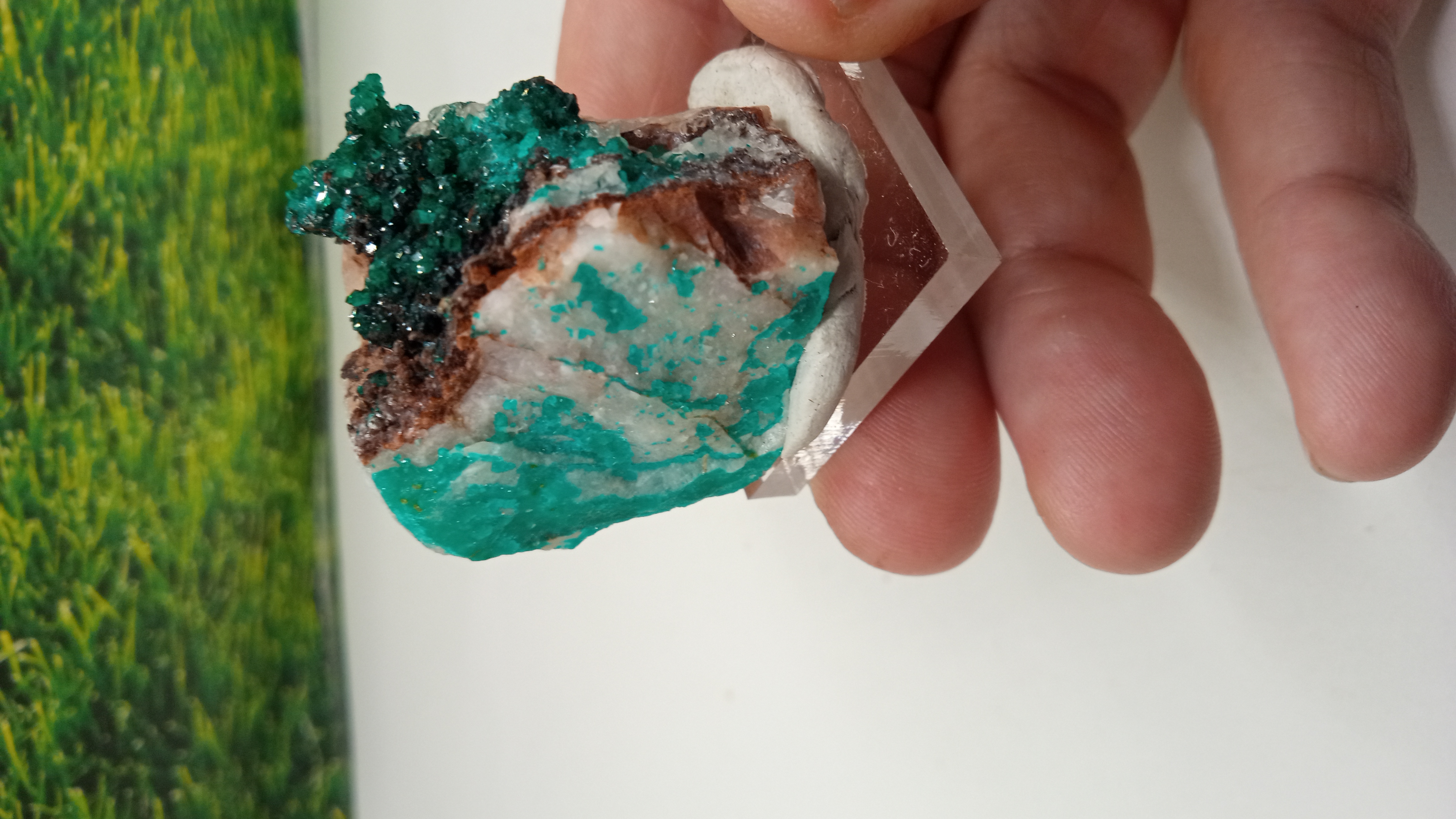 Dioptase - Namibia The Tsumeb Mine on Acrylic Stand