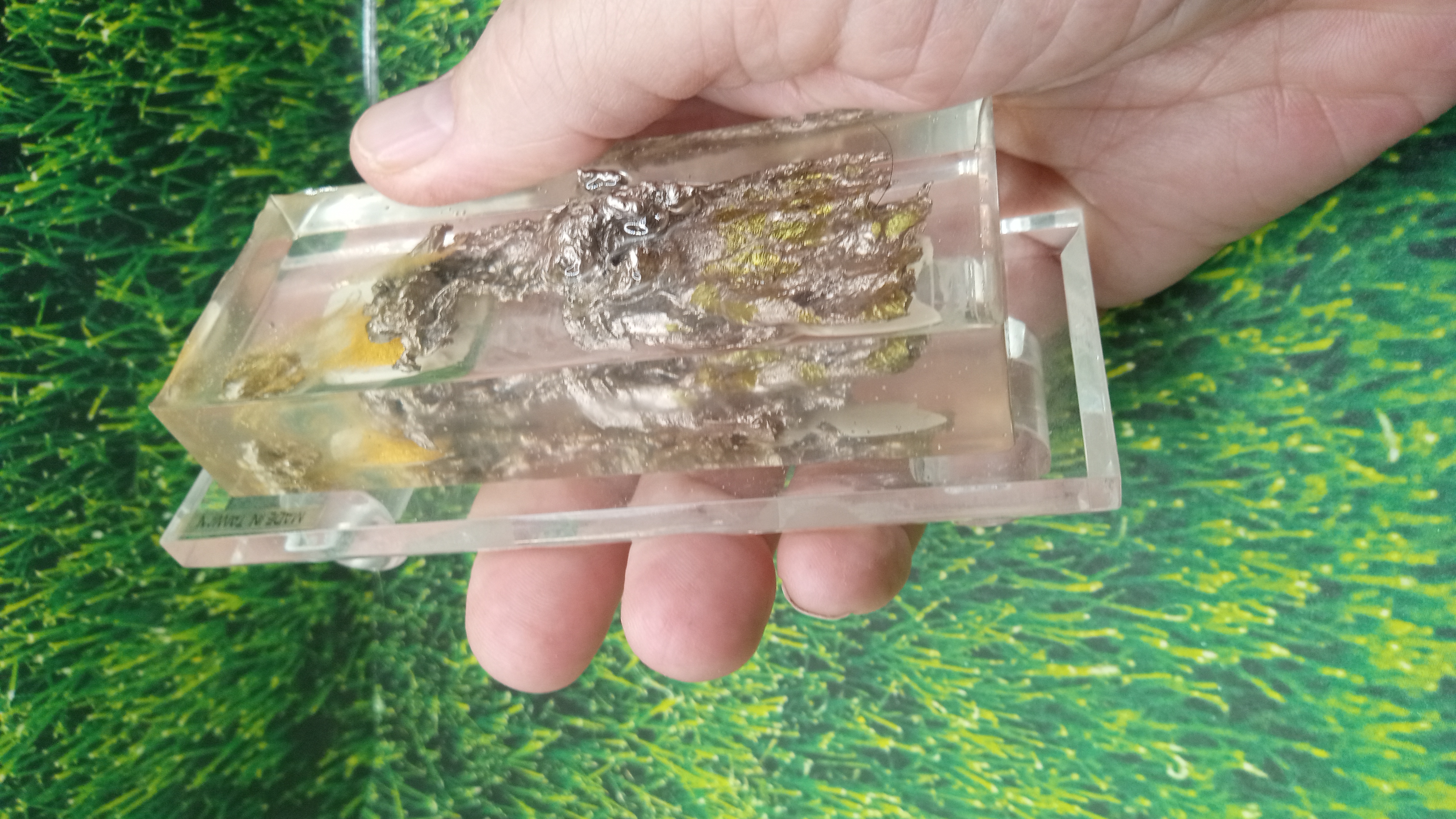 Beautiful Bismuth encased in Acrylic ~ Handmade ~