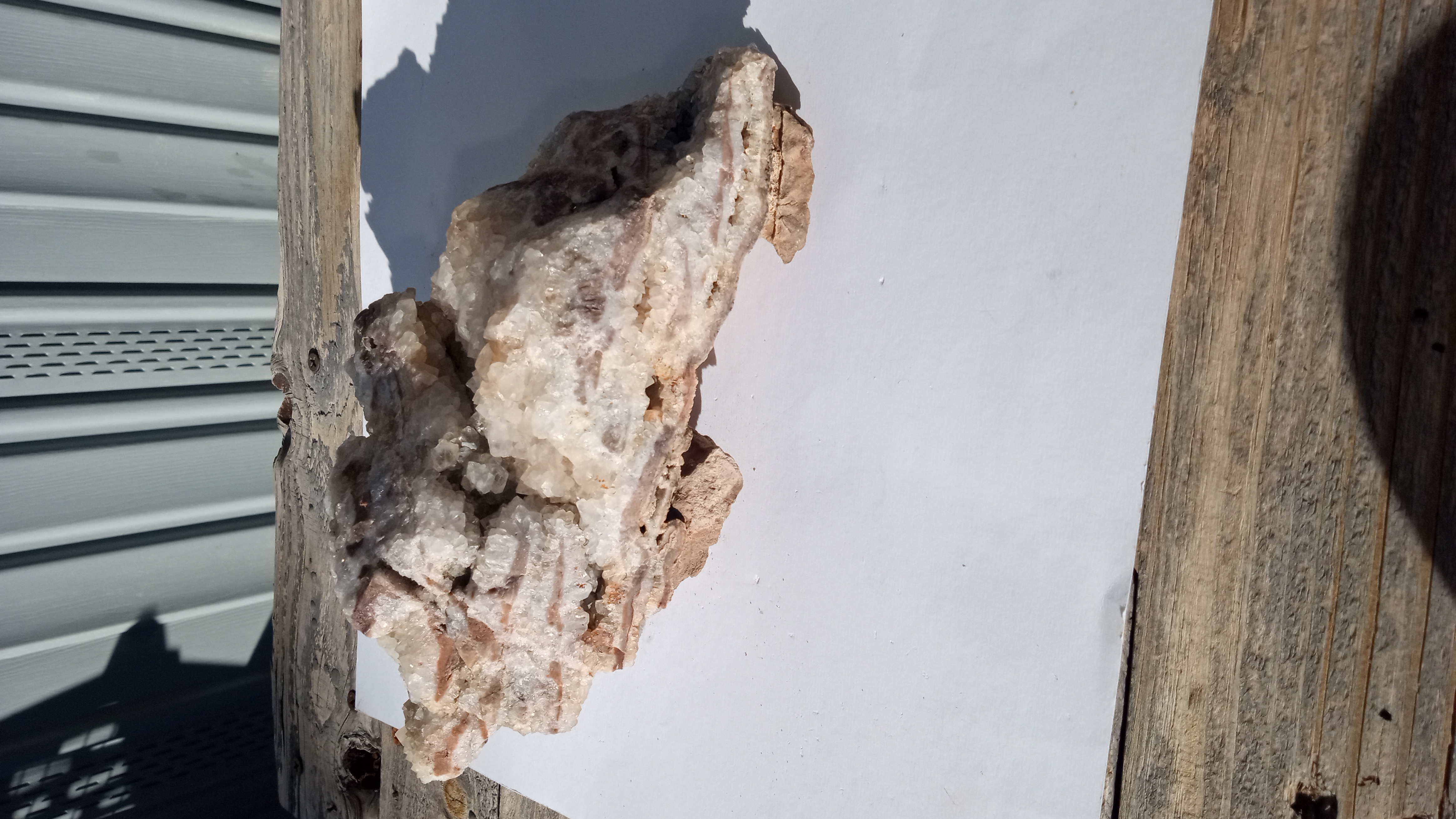 White Calcite wi/ Peach on Limestone - Very Nice Find - Large - New Mexico
