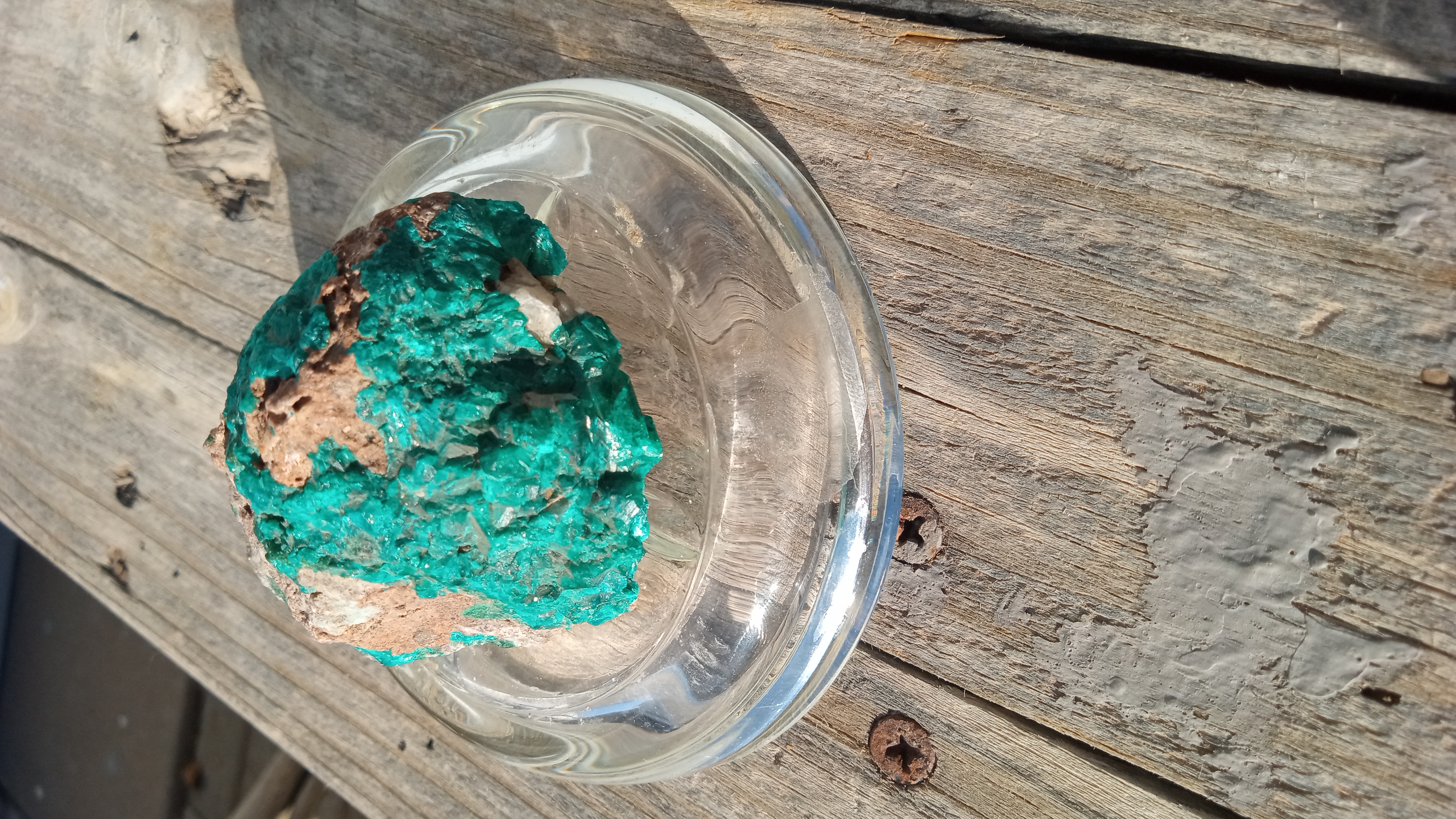 Green Chrysocolla from Arizona on Stand -
