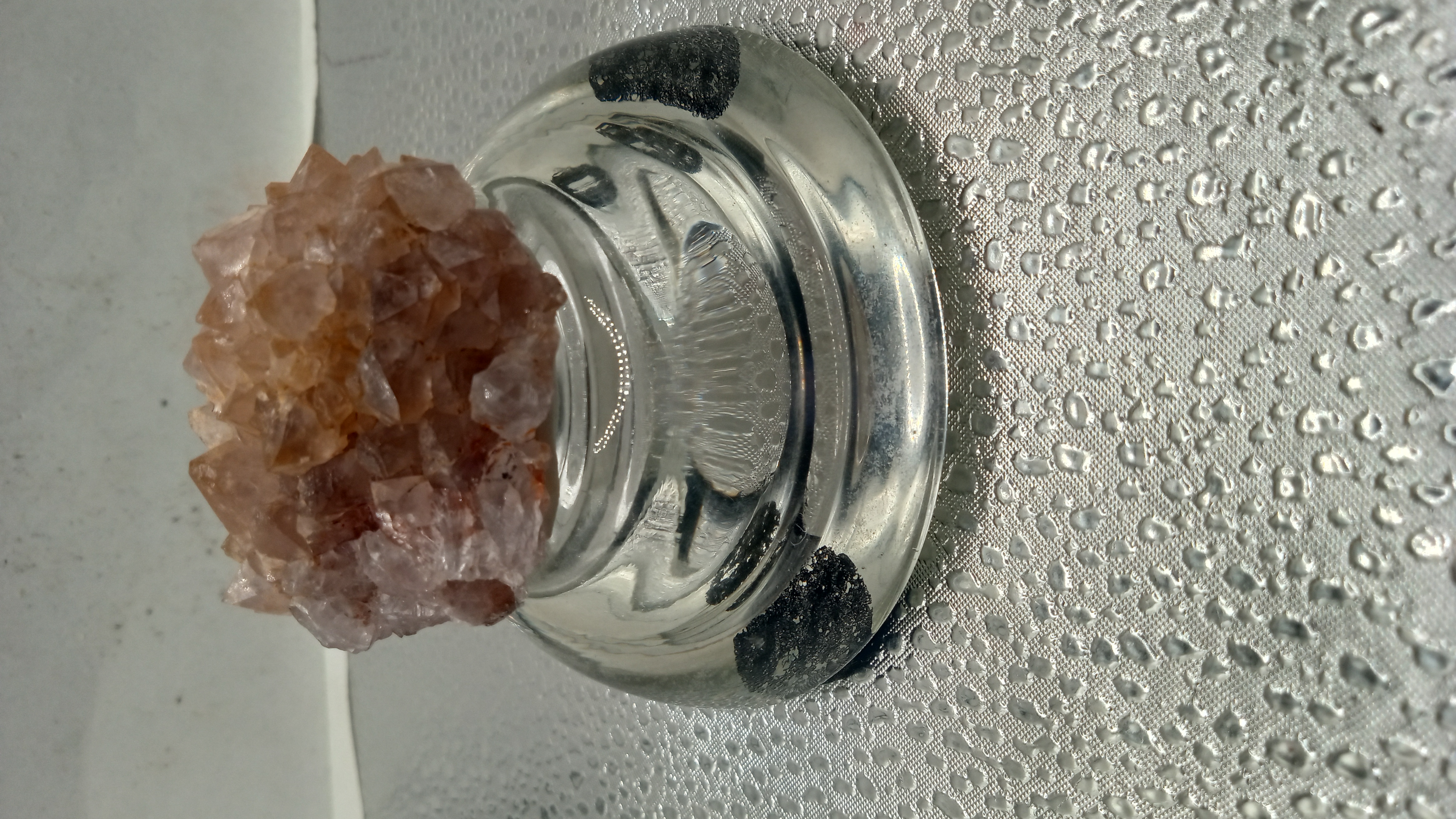 Peach Quartz on Clear Stand - Black Mts Arizona