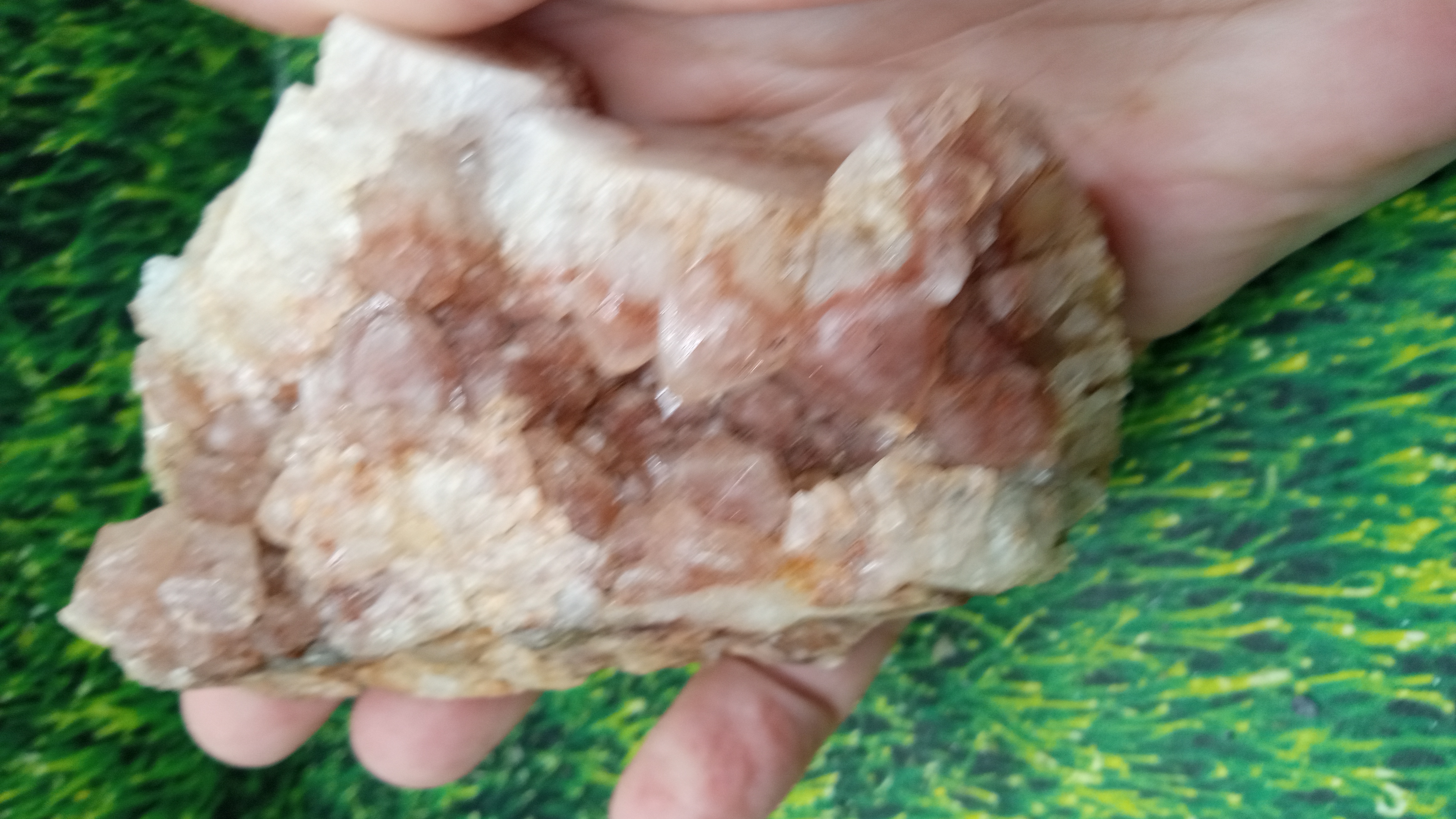 Beautiful Red Quartz Cubes w/ Clear & Green Calcite ~