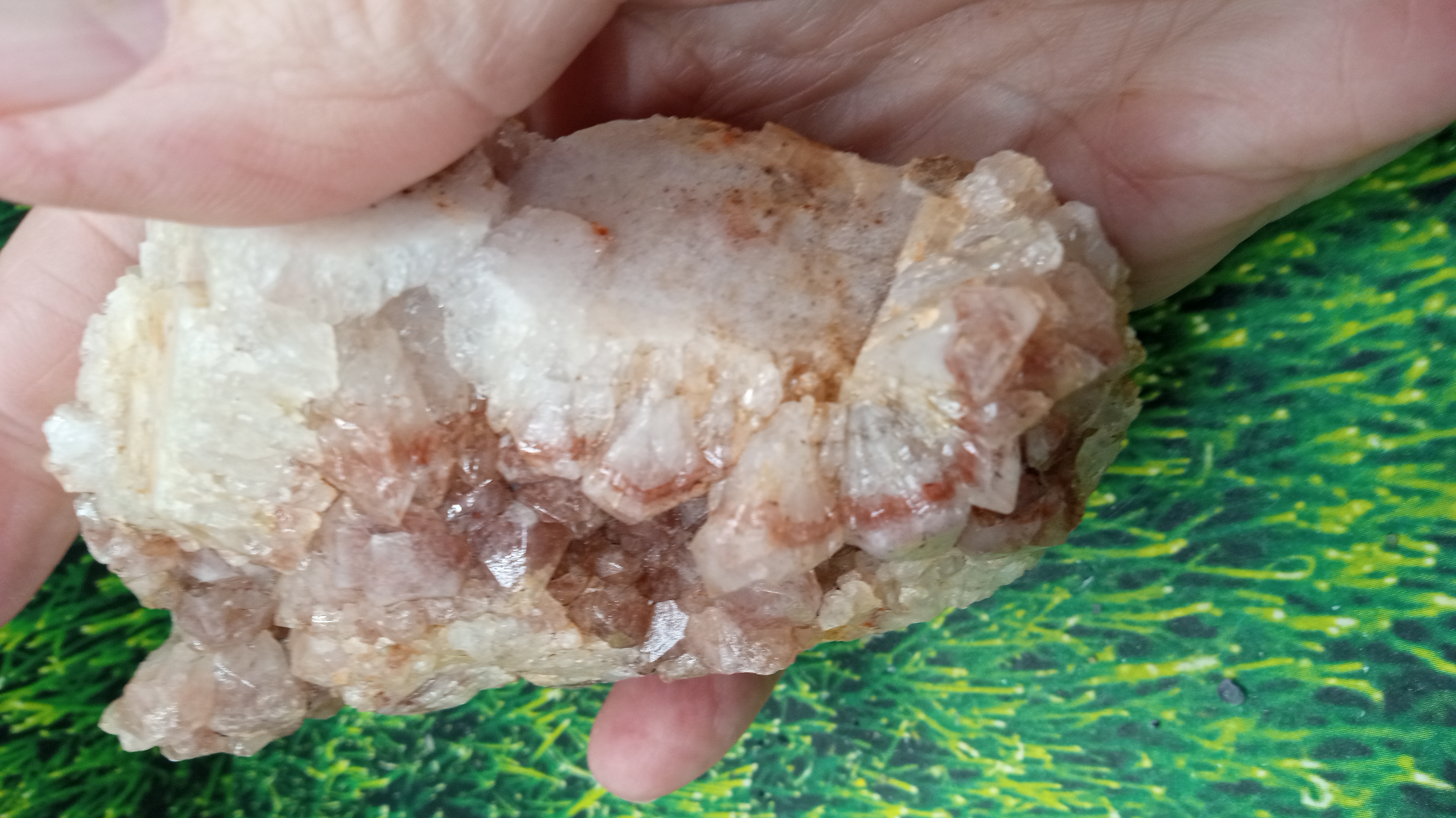 Beautiful Red Quartz Cubes w/ Clear & Green Calcite ~