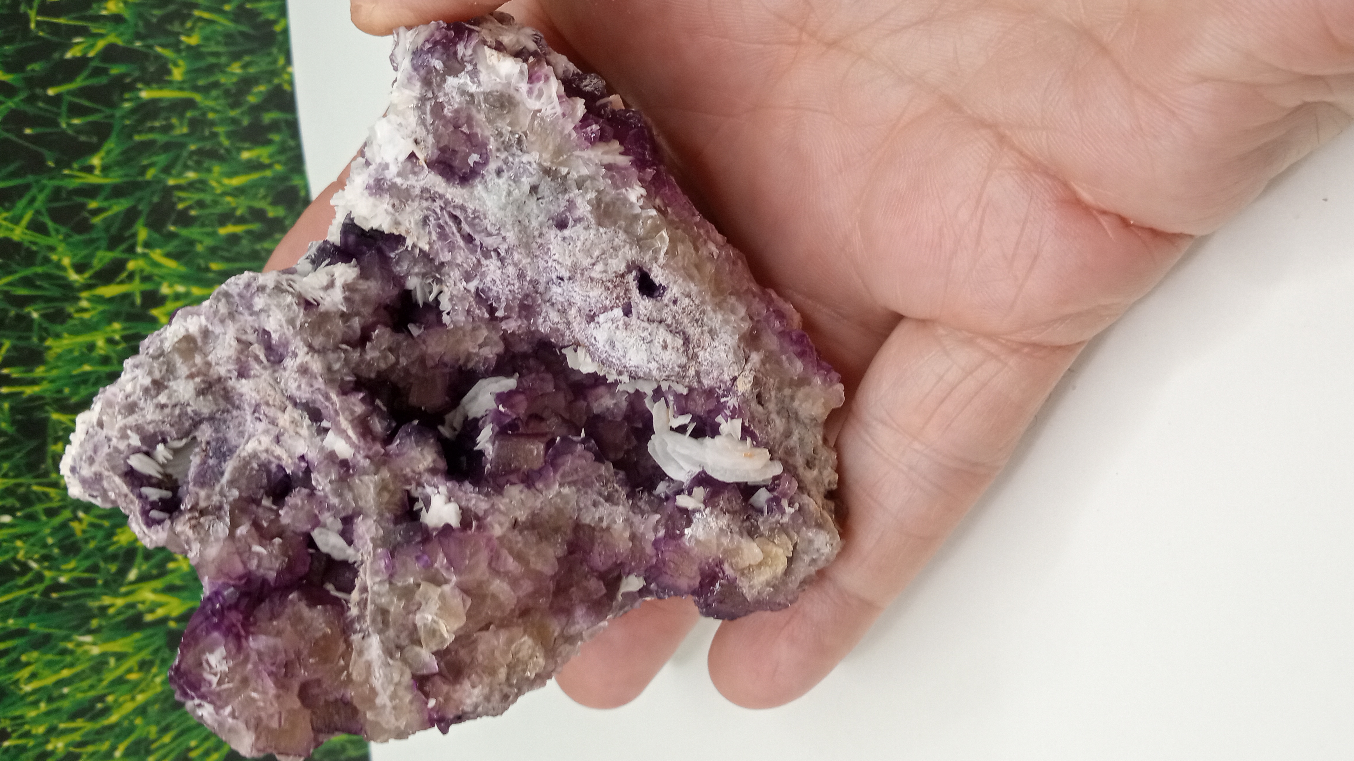 Raspberry colored Unique Fluorite with white blades Hiebert mine,