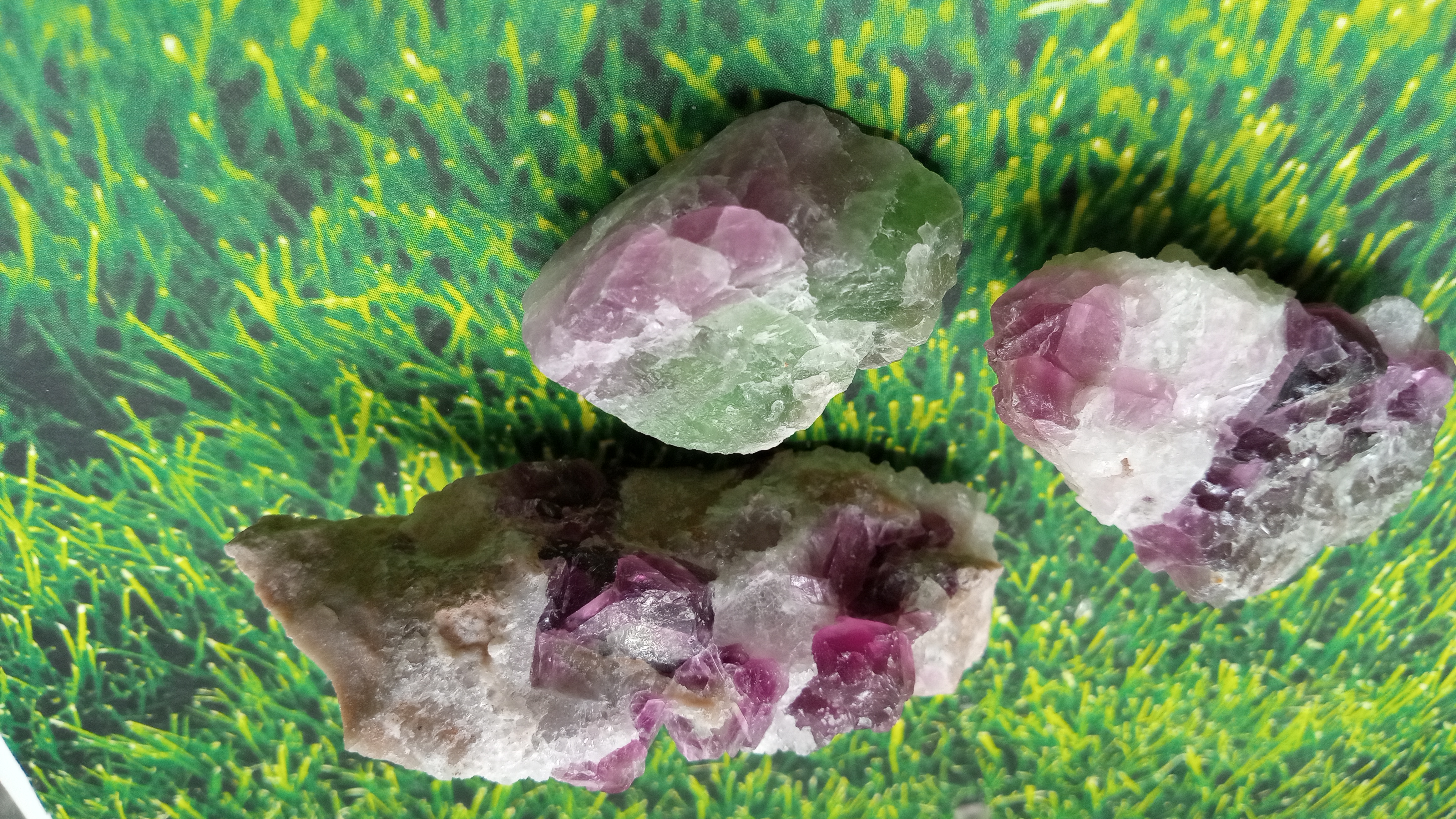 Beautiful Fluorite Specimens ( 3 ) Included ~ Wild West Tombstone