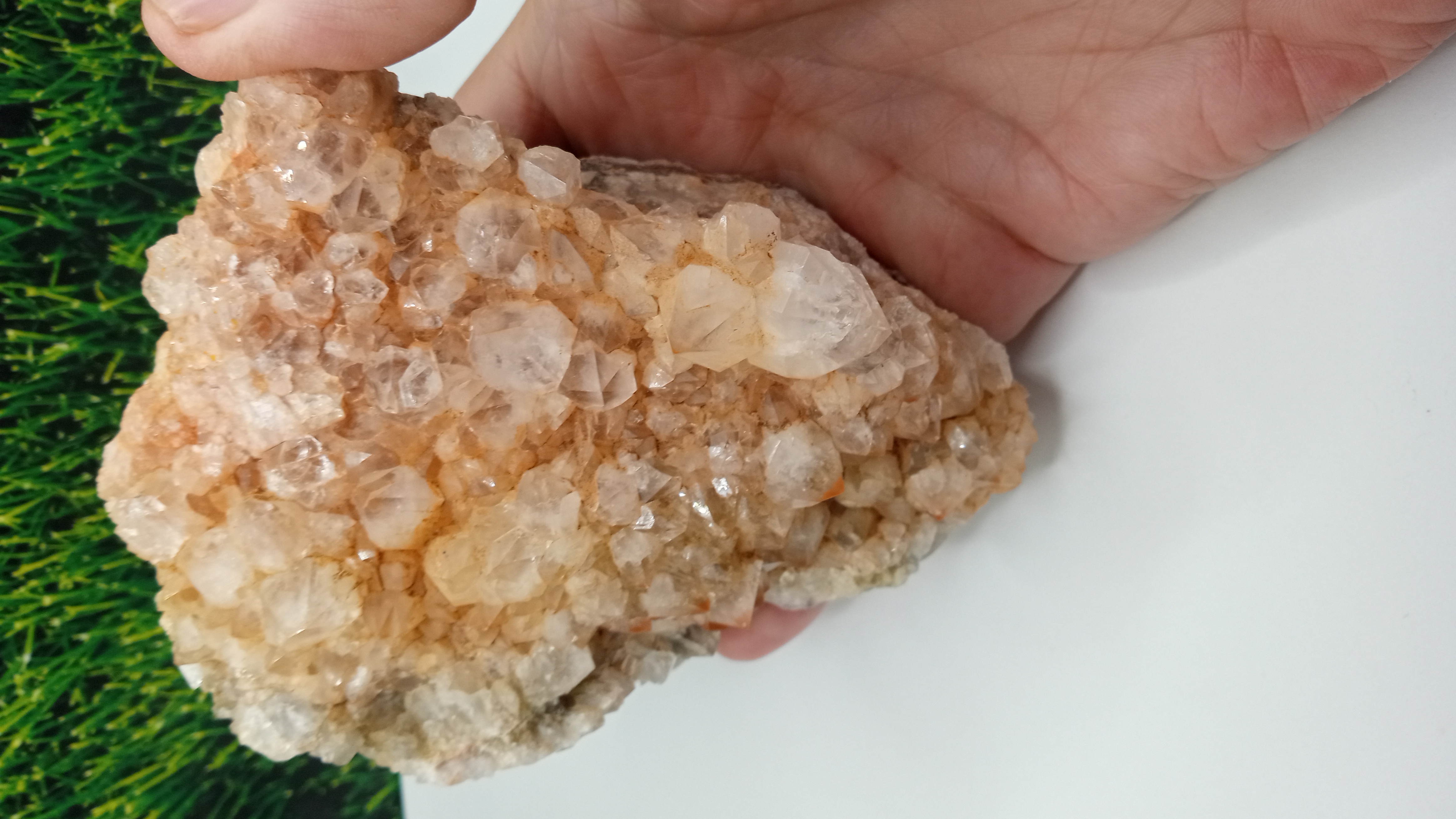 Orange Ferruginous Quartz with Pryamid Points & Quartzite