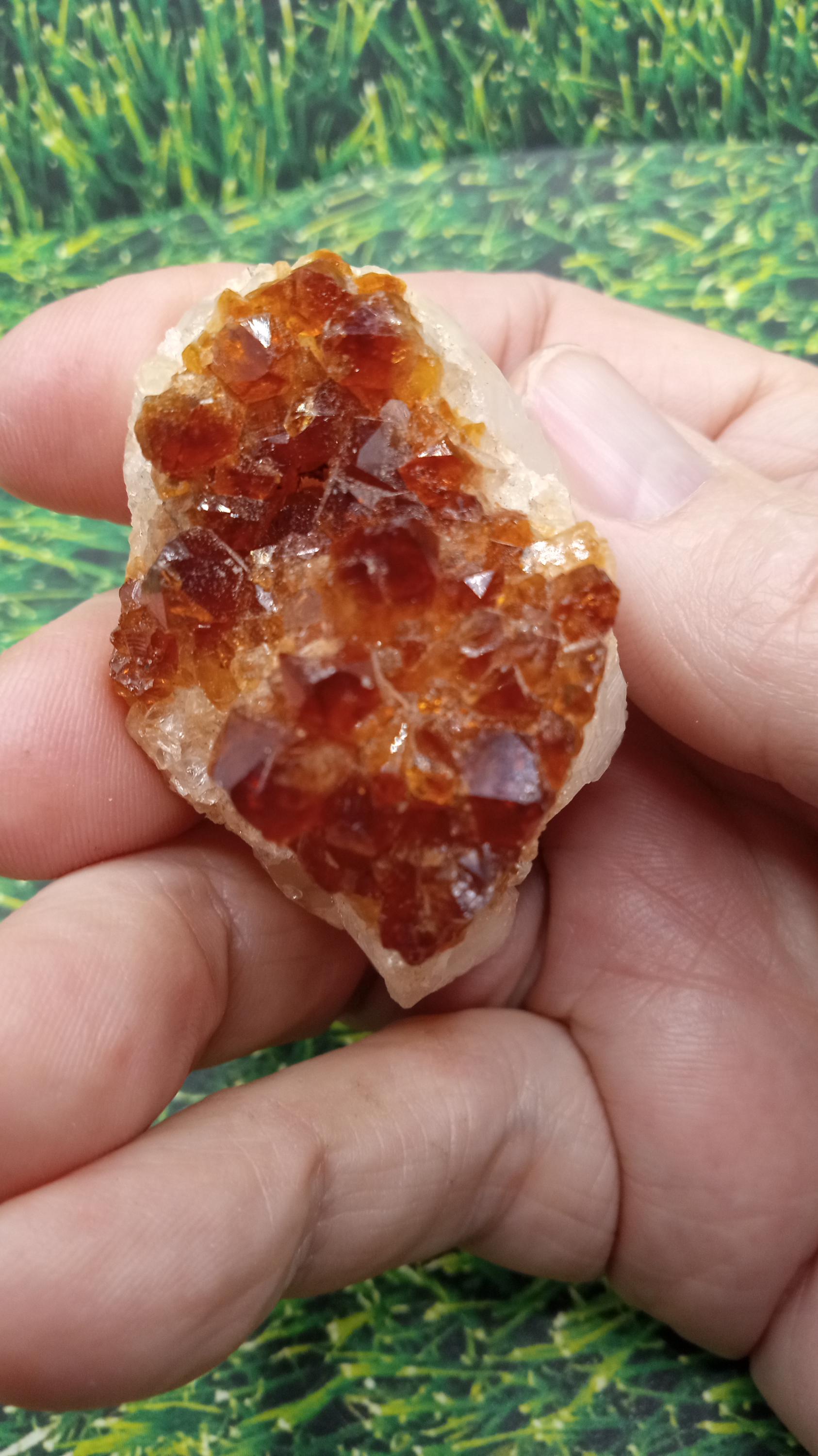 Citrine Radiant on White Quartz Mineral Specimen -