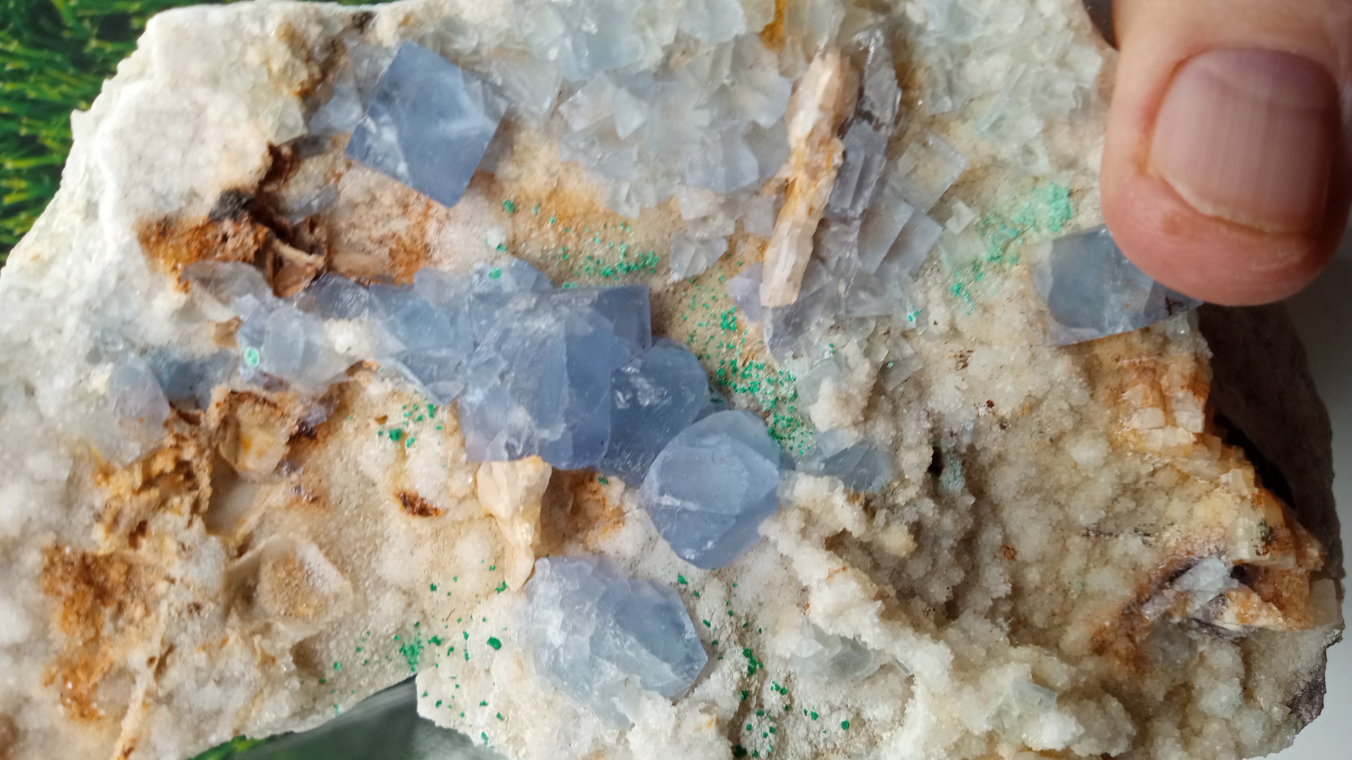 Stunning Large Blue Fluorite w/ Malachite Specimen New Mexico -