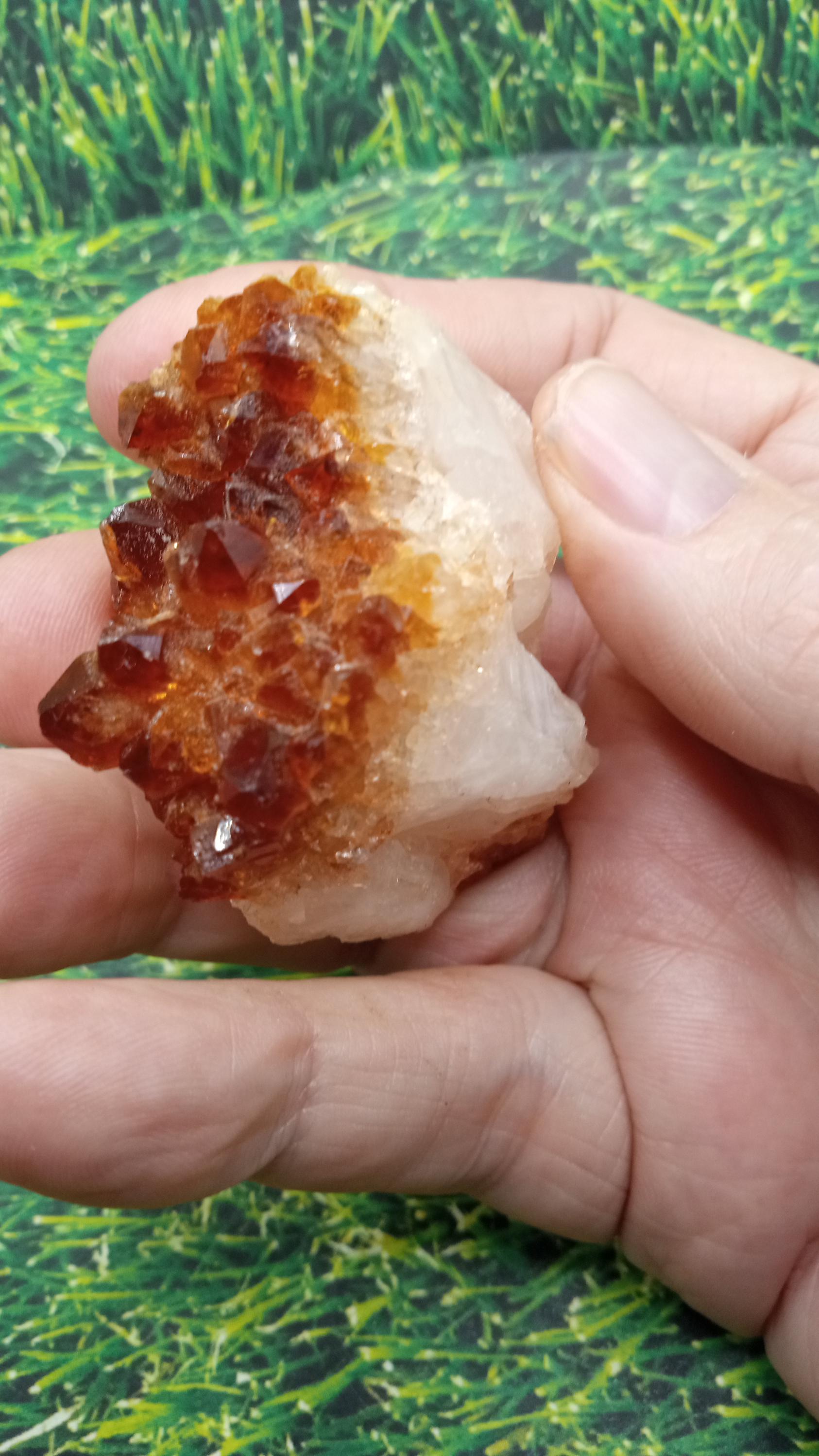 Citrine Radiant on White Quartz Mineral Specimen -