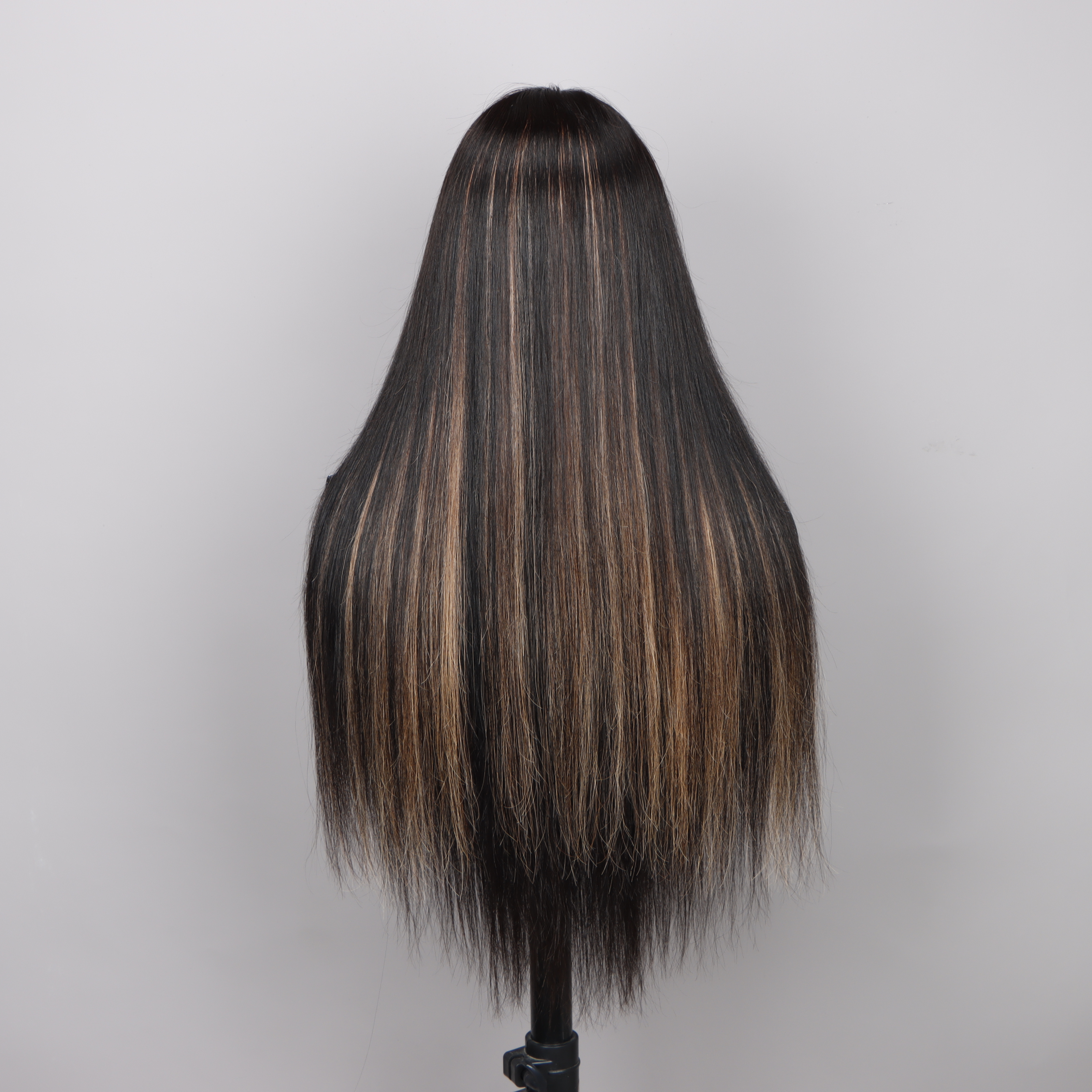 Long Black Wig with Highlights 24 Inches