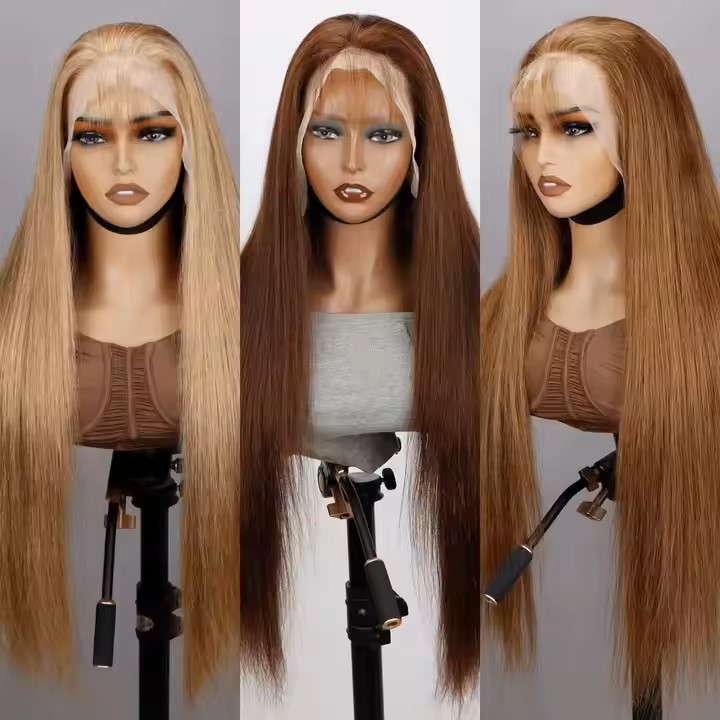 Straight Long custom-made Lace Front human Hair Wig