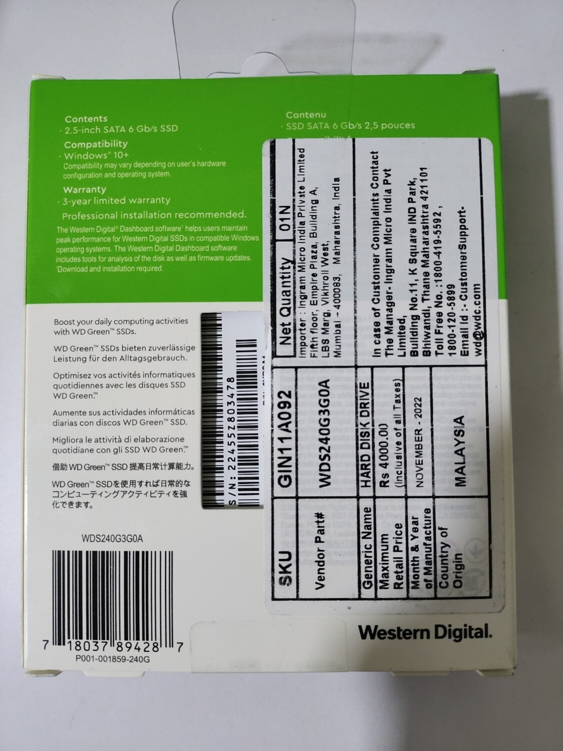 Western Digital Green 240GB 2.5" SATA SSD