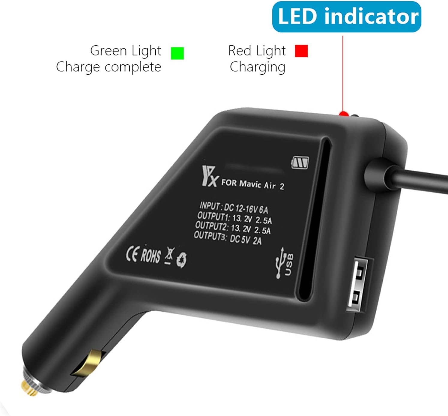  Chargeur Allume-Cigare pour DJI Mavic Air 2/S