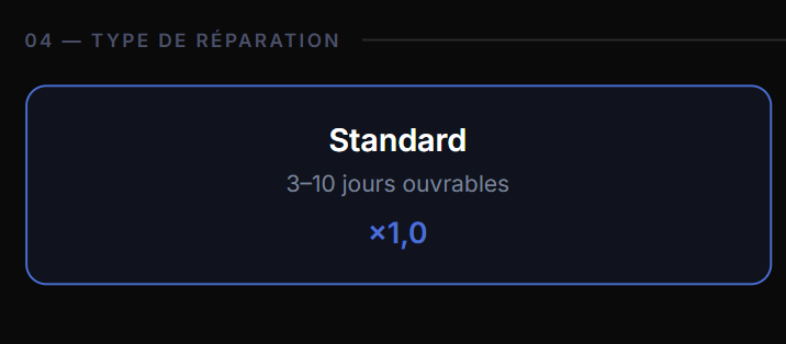 Type de réparation par délai 