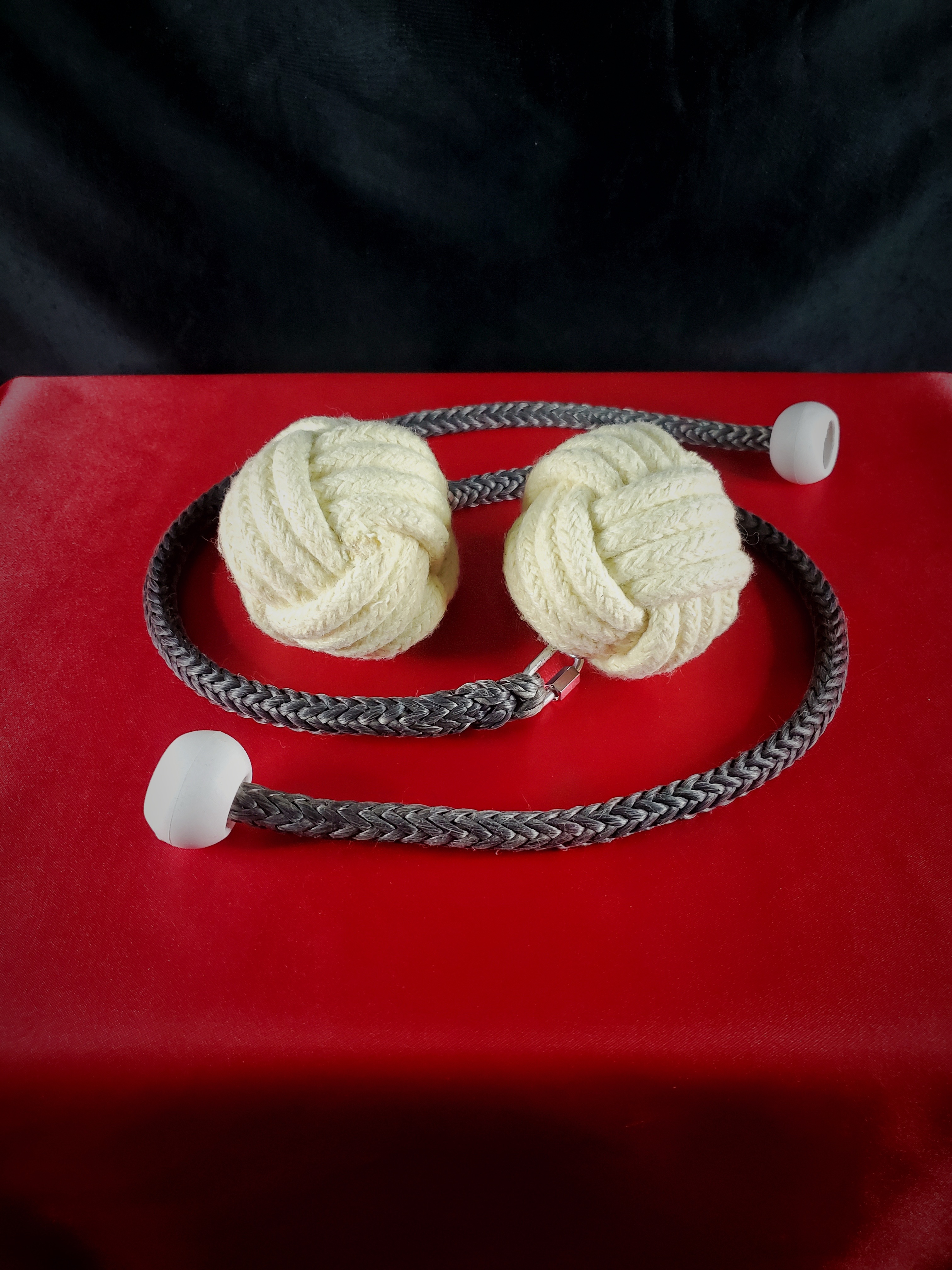 Monkey's Fist Fire Poi with Technora Tethers, Quick Link Attachments and Play Handles