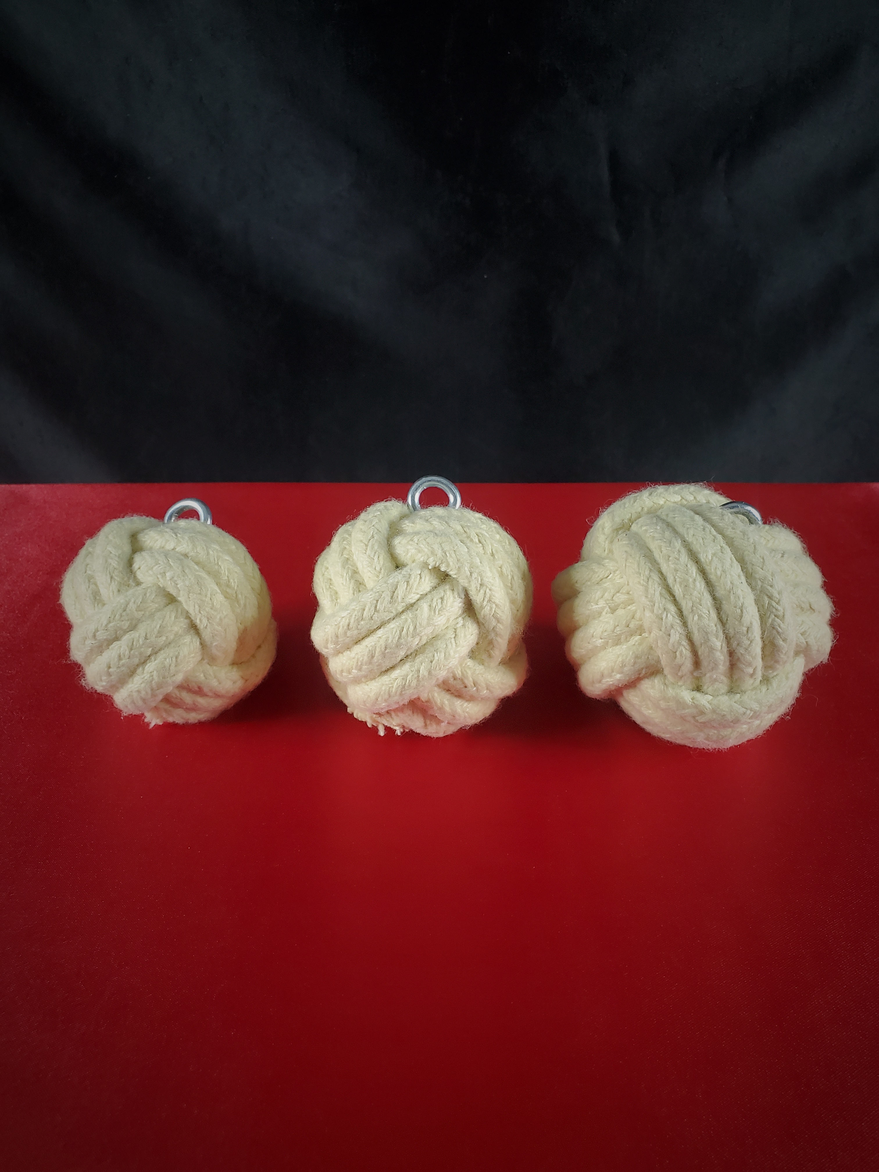 Monkey's Fist Fire Poi with Chain Tethers and Quick Link Attachment and Play Handles