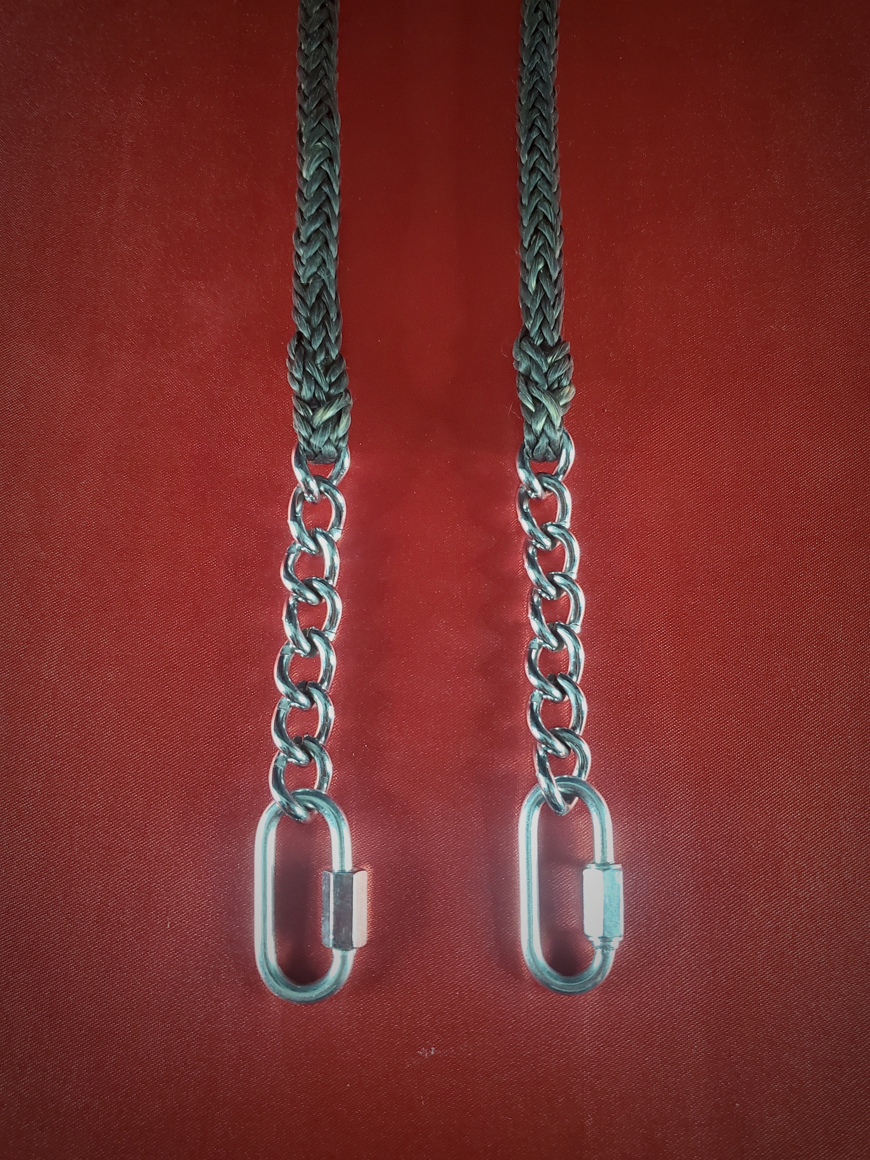 Monkey's Fist Fire Poi with Technora Tethers, Chain and Quick Link Attachment and Play Handles