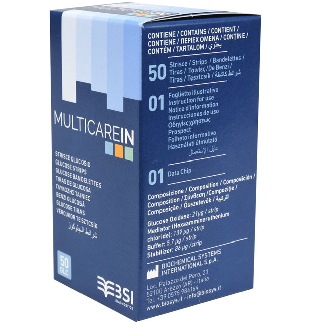 Gliukozės tyrimo juostelės multiCare-in®, N50