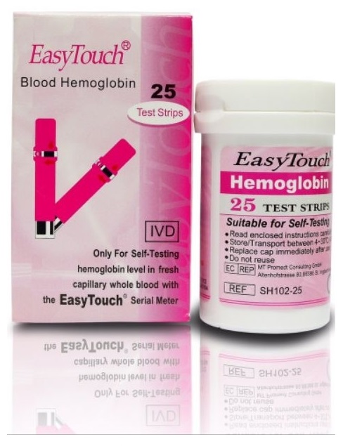 Hemoglobino tyrimo juostelės EasyTouch®, N25