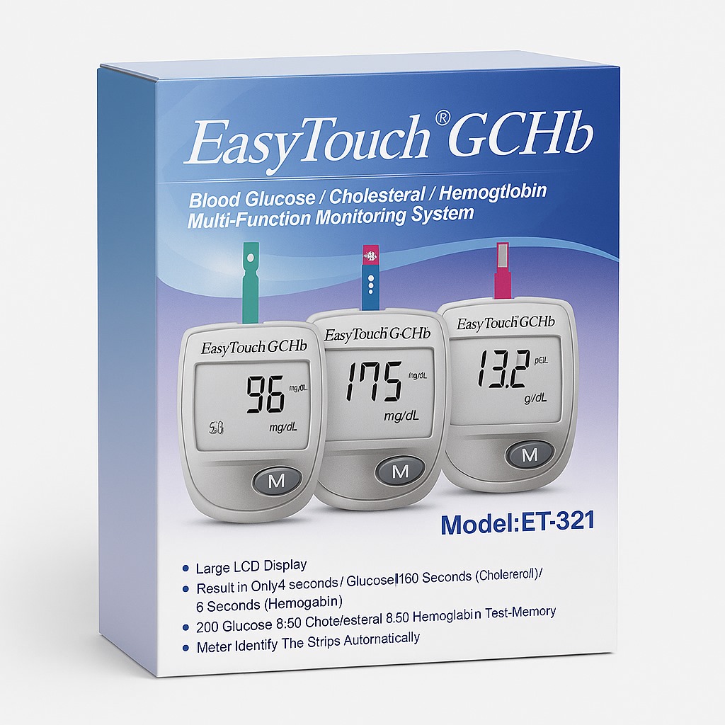 Gliukozės, cholesterolio ir hemoglobino matuoklis EasyTouch® GCHb