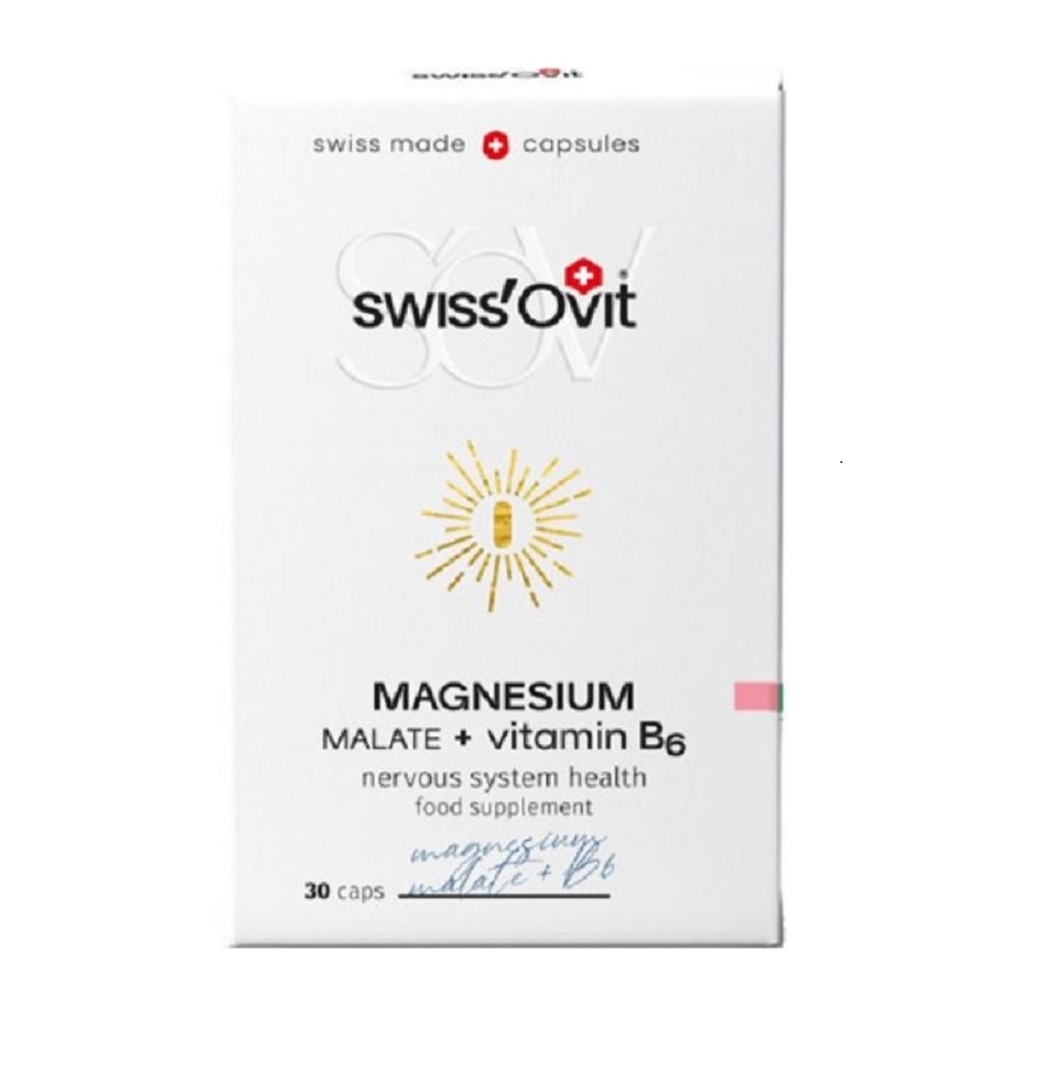 SwissOvit Magnio malatas + vitaminas B6, kaps. N30