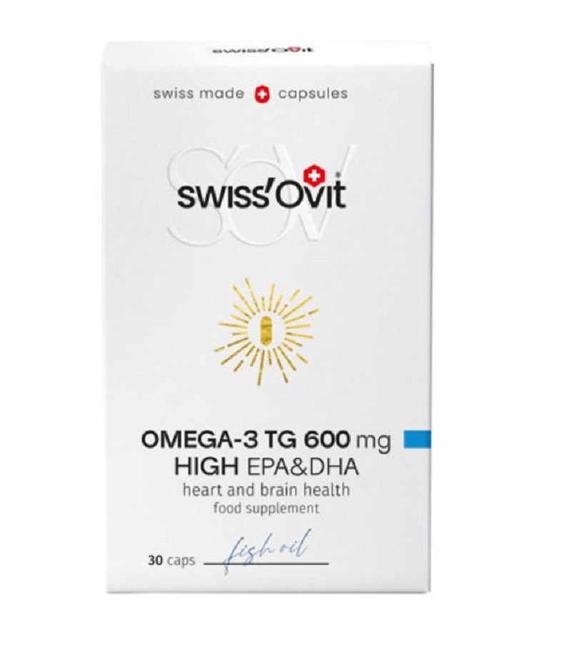  SwissOvit OMEGA-3 TG 600 mg žuvų taukai, kap. N30