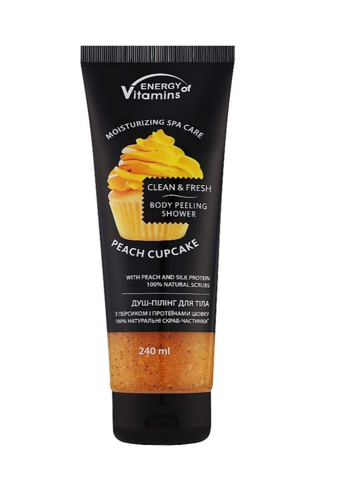 ENERGY OF VITAMINS Persikų keksiukų kūno šveitiklis, 240 ml