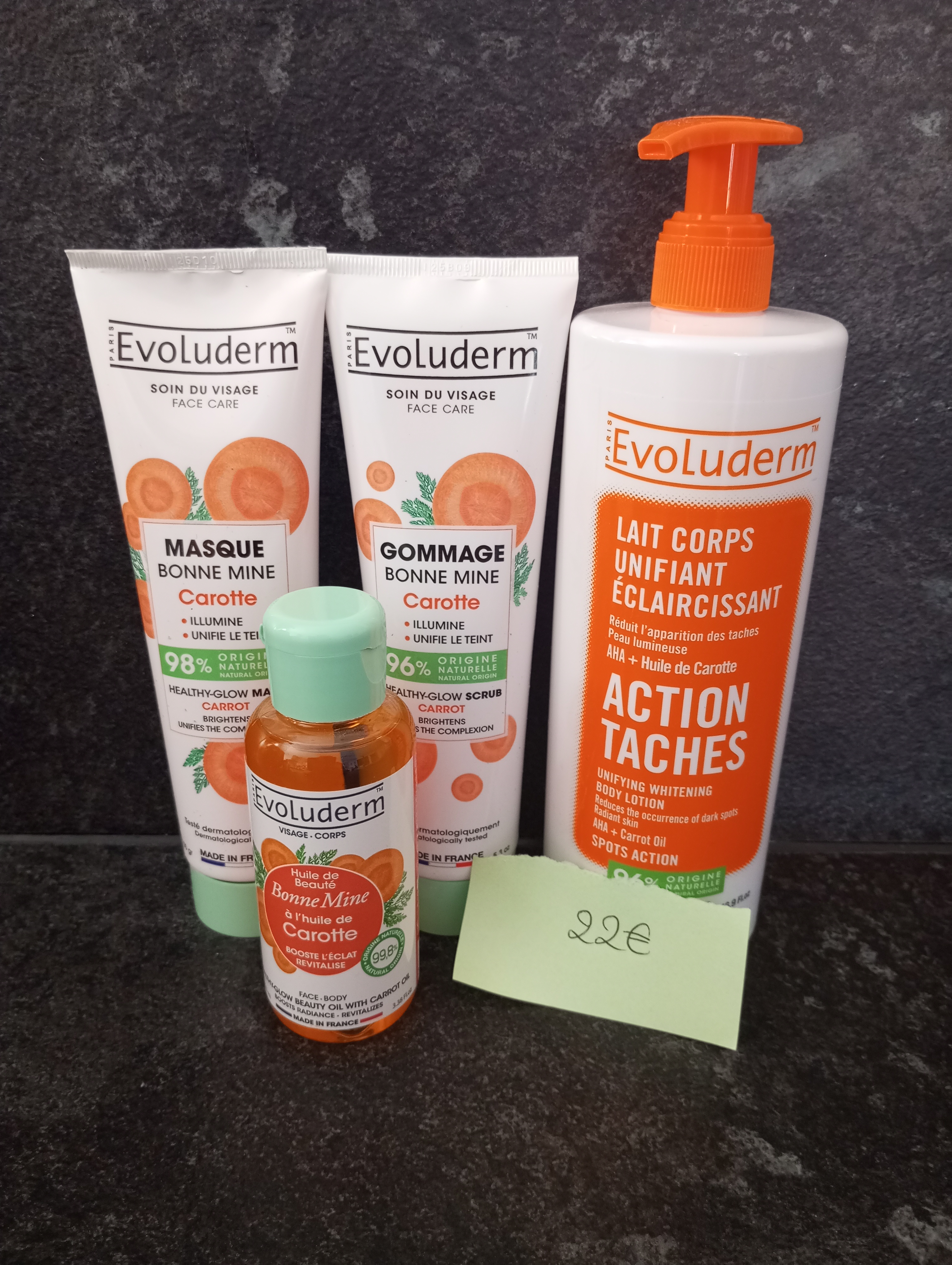 Pack de soins de beauté Évoluderm à la carotte