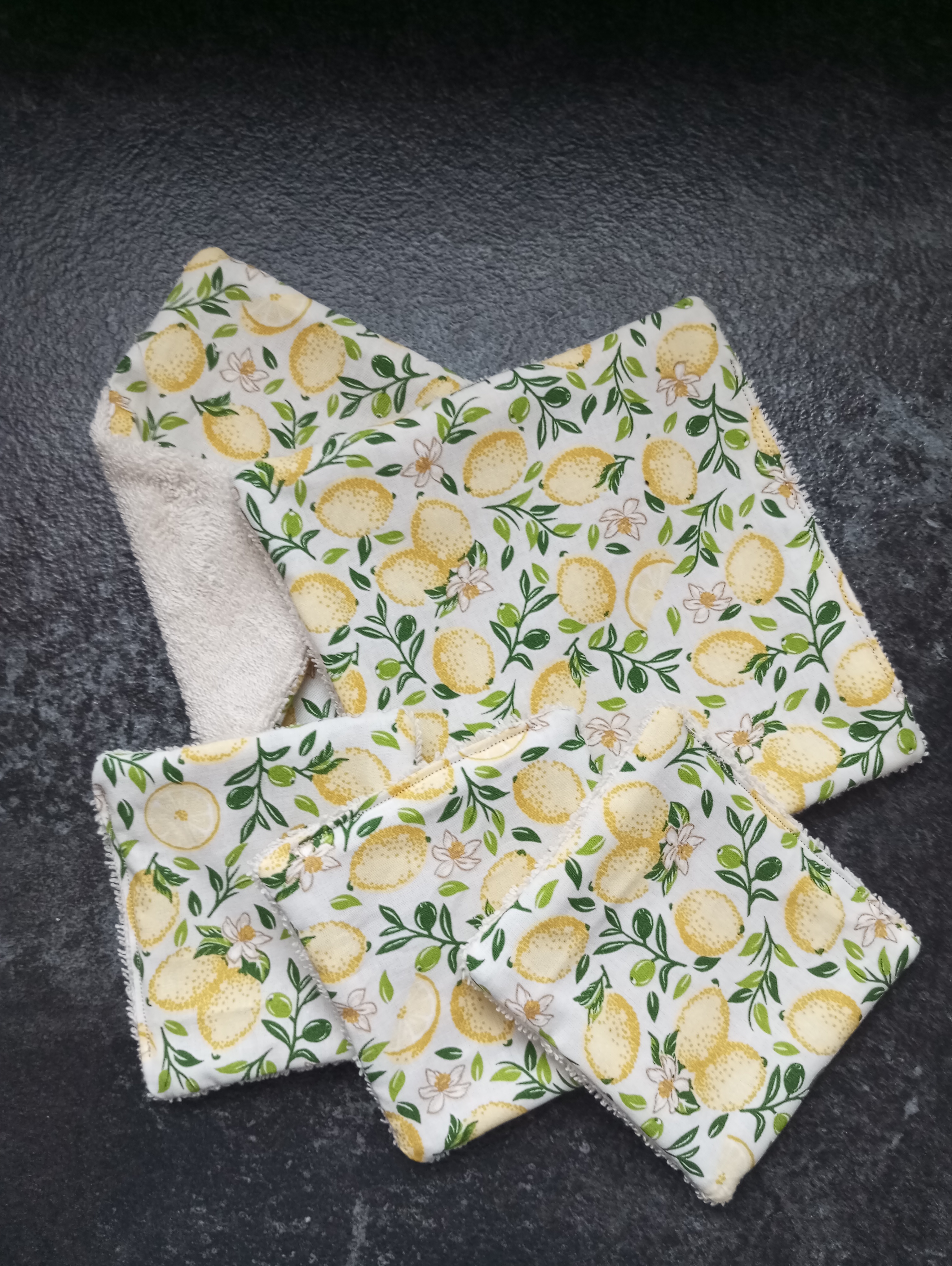 Lingettes en tissus motif citron