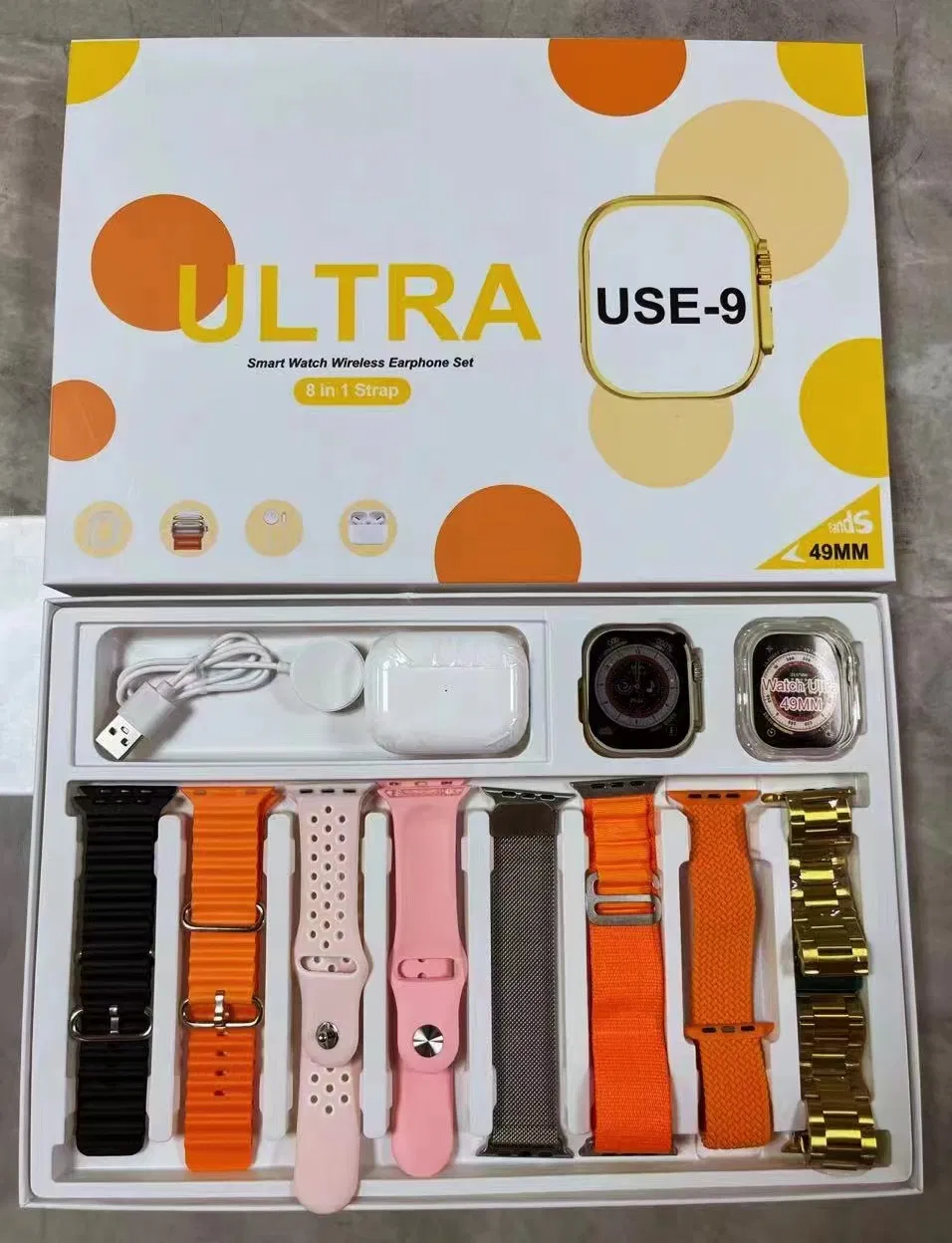 Ultra USE-9 Smart Watch 8-in-1 Combo with Wireless Earphones