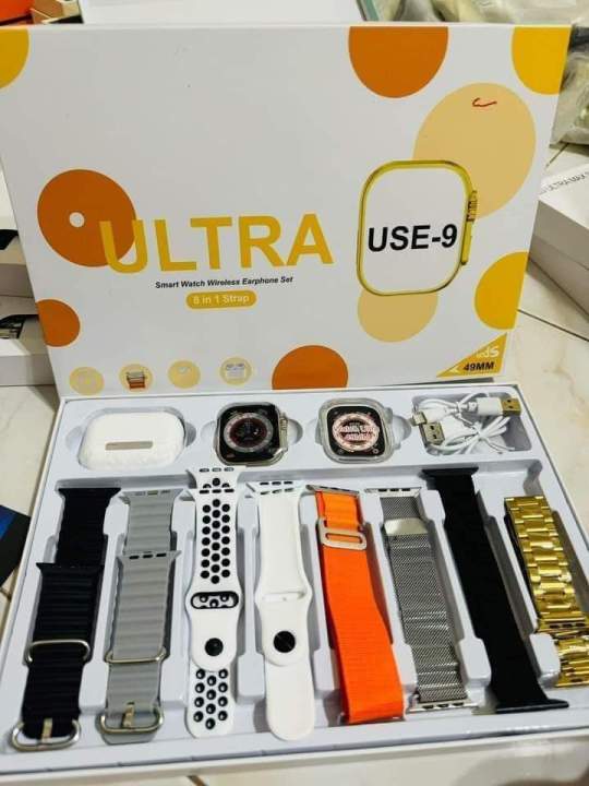 Ultra USE-9 Smart Watch 8-in-1 Combo with Wireless Earphones