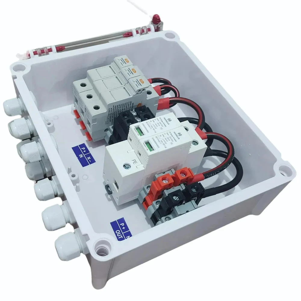 Solar AJB DCDB 3 in 1 out 600V Inbuilt Elmex Fuses 3 x 20A, Havells SPD 600V