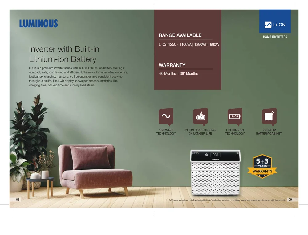 Luminous iCruze 9000 8.1 KVA Pure Sine Wave Super, AGRIM SOLAR