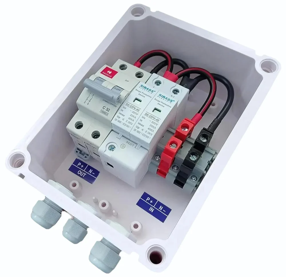 Solar ACDB Single Phase Inbuilt Havells AC MCB 32A Sibass AC SPD 320V 1kW 7kW