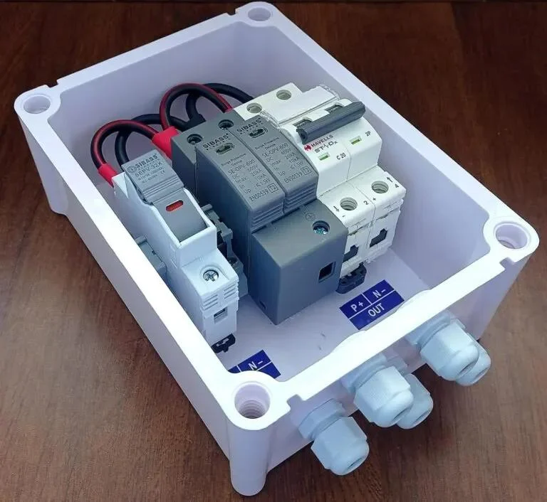 Solar DCDB 1 in 1 Out Inbuilt Sibass DC Fuse 25A, Sibass SPD 600V & Havells DC MCB 20A
