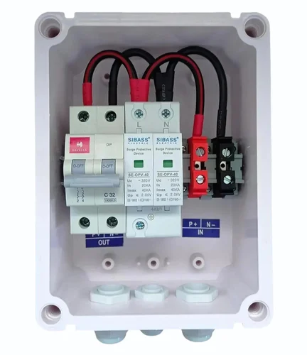 Solar ACDB Single Phase Inbuilt Havells AC MCB 32A Sibass AC SPD 320V 1kW 7kW