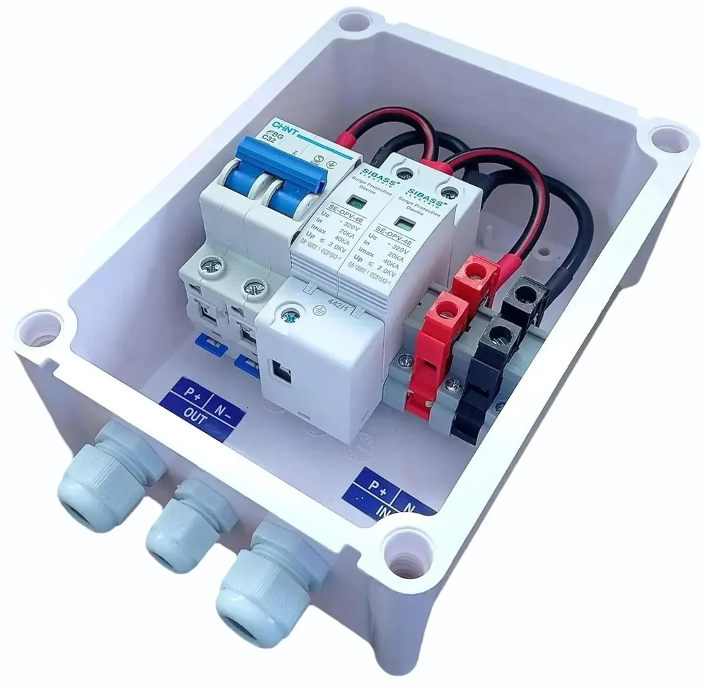 Solar ACDB Single Phase Inbuilt Chint AC MCB 32A Sibass AC SPD 320V 1kW TO 7kW 1Ph Chint