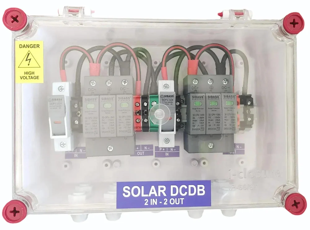 Solar DCDB 2 in 2 Out inbuilt Sibass DC Fuse, Sibass DC SPD 1000V