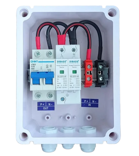 Solar ACDB Single Phase Inbuilt Chint AC MCB 32A Sibass AC SPD 320V 1kW TO 7kW 1Ph Chint