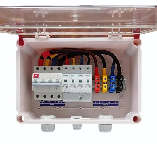 Solar ACDB Three Phase Inbuilt Havells AC MCB 32A Sibass AC SPD 320V 5kW to 14kW