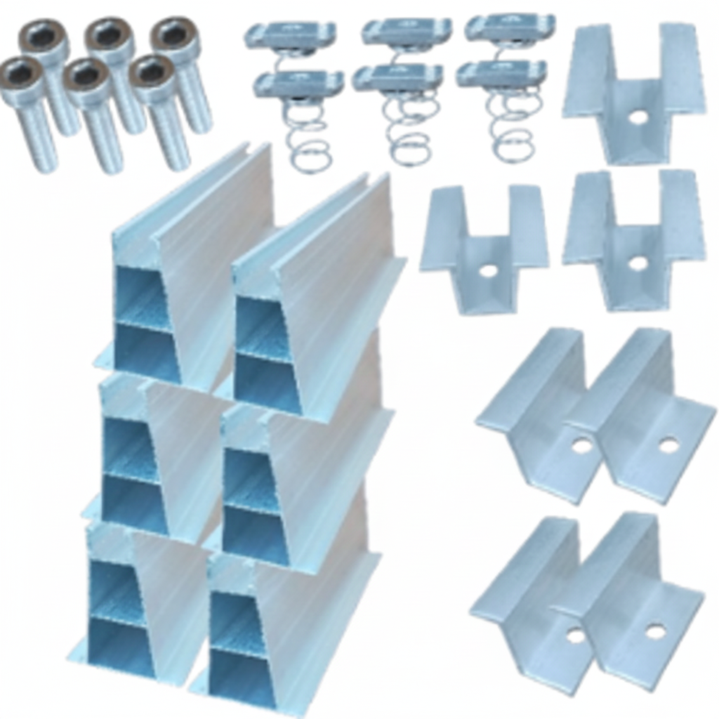 Mono Rail L-300, W-45/28, H-70 Set (Rail+End/Mid Clamp+ Sprint nut + SS Bolt + Washer + 2pcs Epdm Tape + 4pcs Rivet)