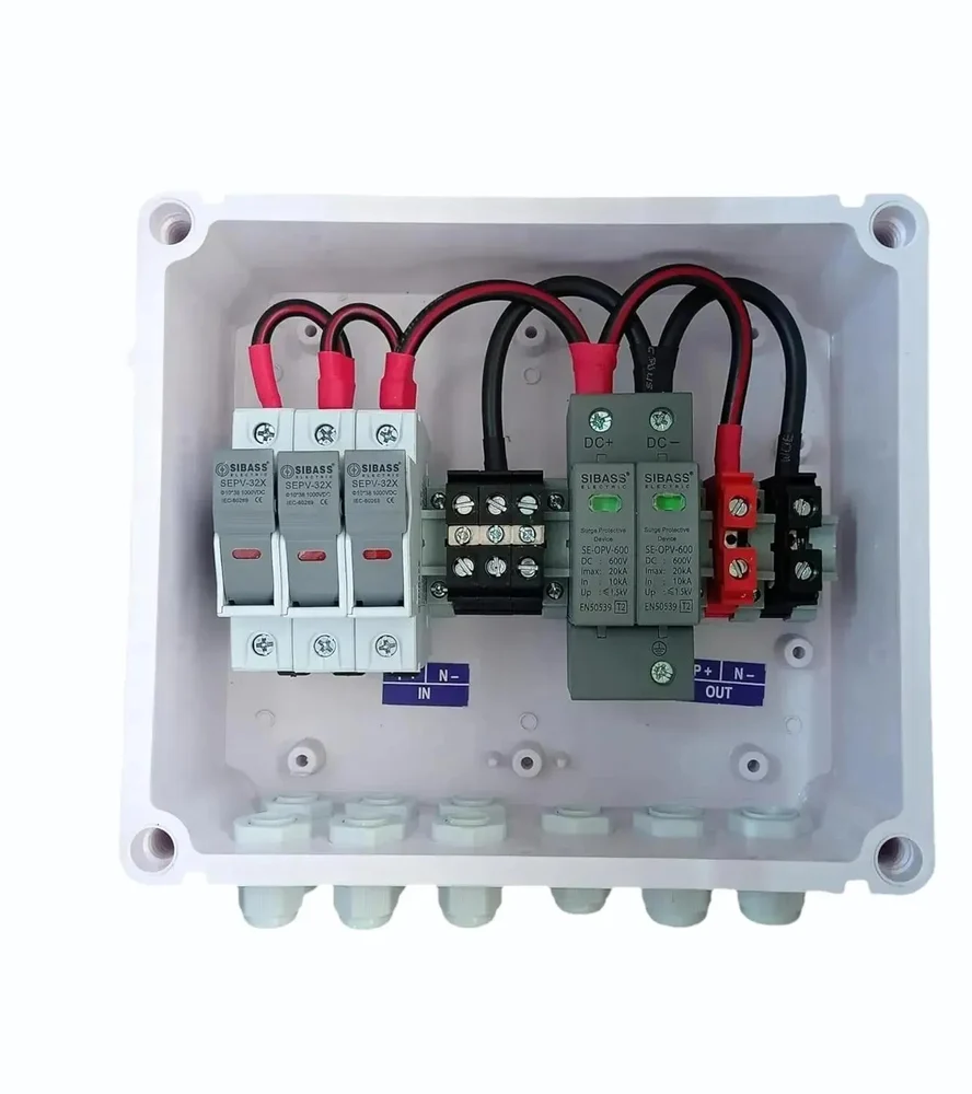 Solar AJB DCDB 3 in 1 Out 600V Inbuilt 3 x 20A Sibass Fuses, 600V Sibass SPD