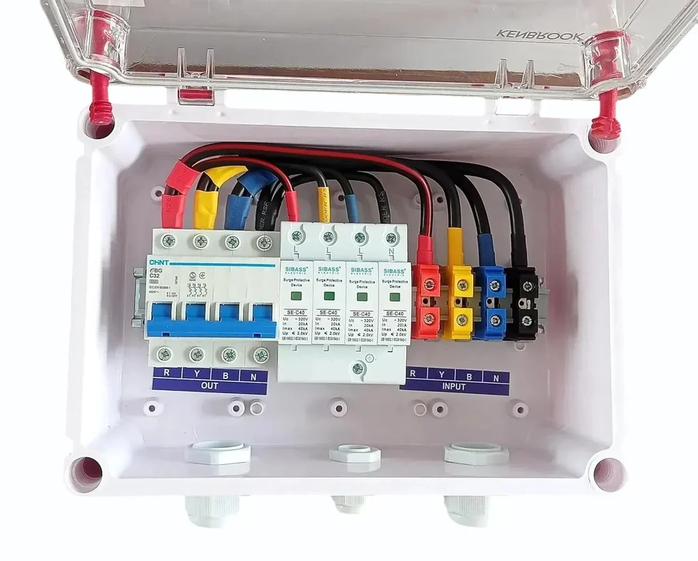 Solar ACDB Three Phase Inbuilt Chint AC MCB 32A Sibass AC SPD 320V 5kW to 14kW