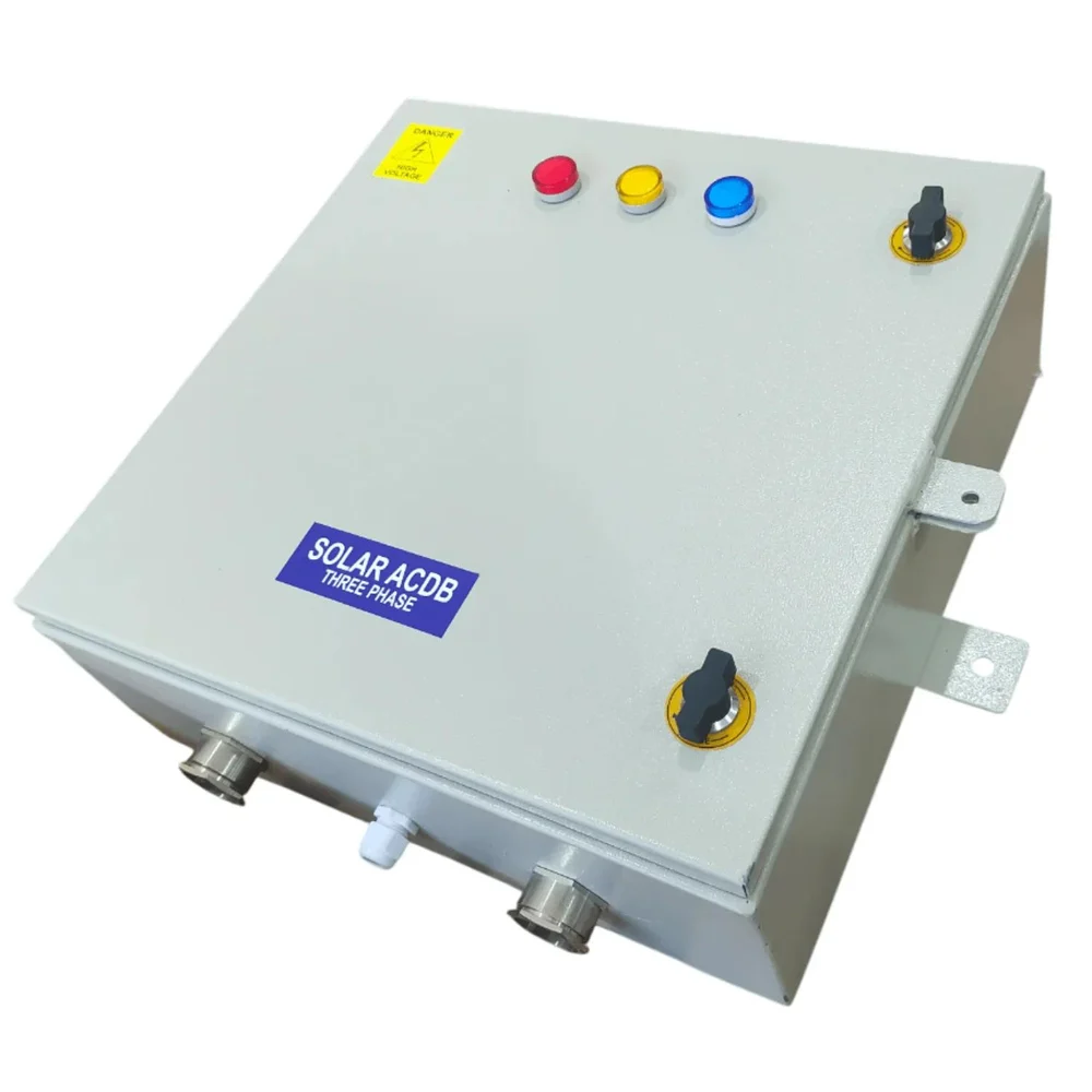 Solar ACDB Metal Box Three Phase Inbuilt L&T AC MCB 125A Havells AC SPD 320V Indicator 35kW to 50kW